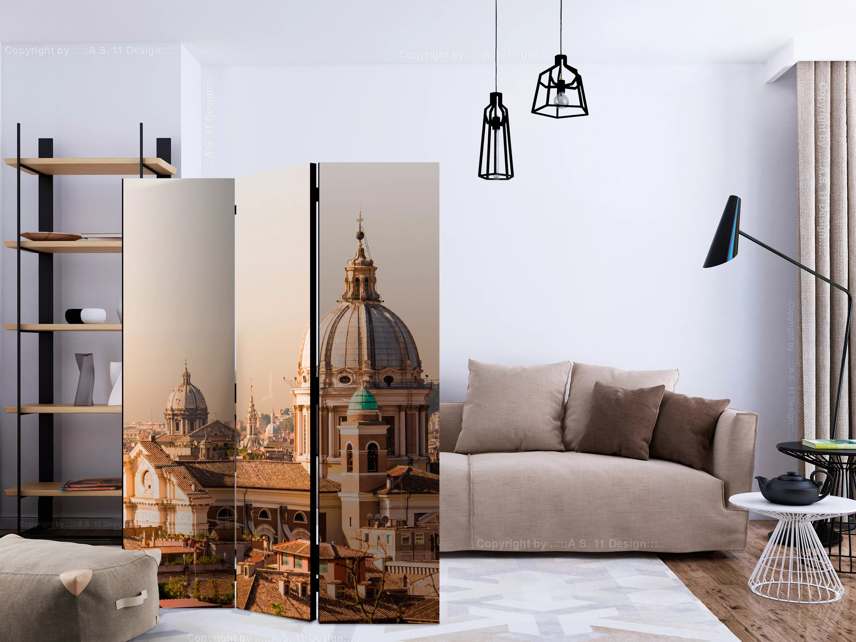 3-teiliges Paravent - Rome - Bird's Eye View [room Dividers] günstig online kaufen