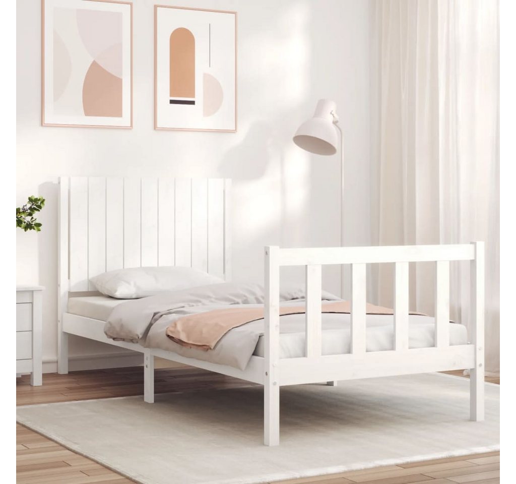 vidaXL Bett Massivholzbett ohne Matratze Weiß 90x200 cm Kiefernholz günstig online kaufen