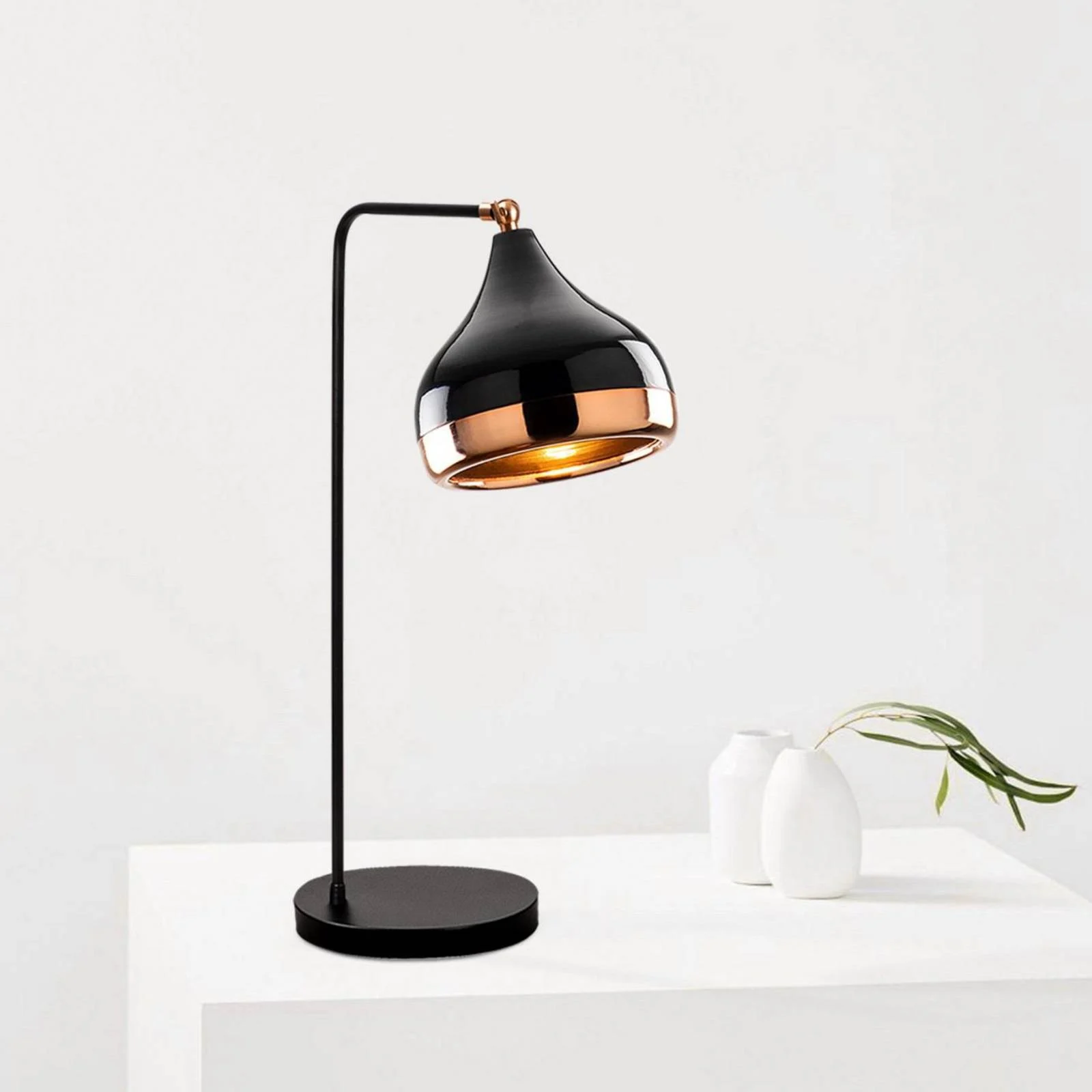 Tischleuchte Yildo, schwarz/kupfer, Metall, Höhe 52 cm günstig online kaufen