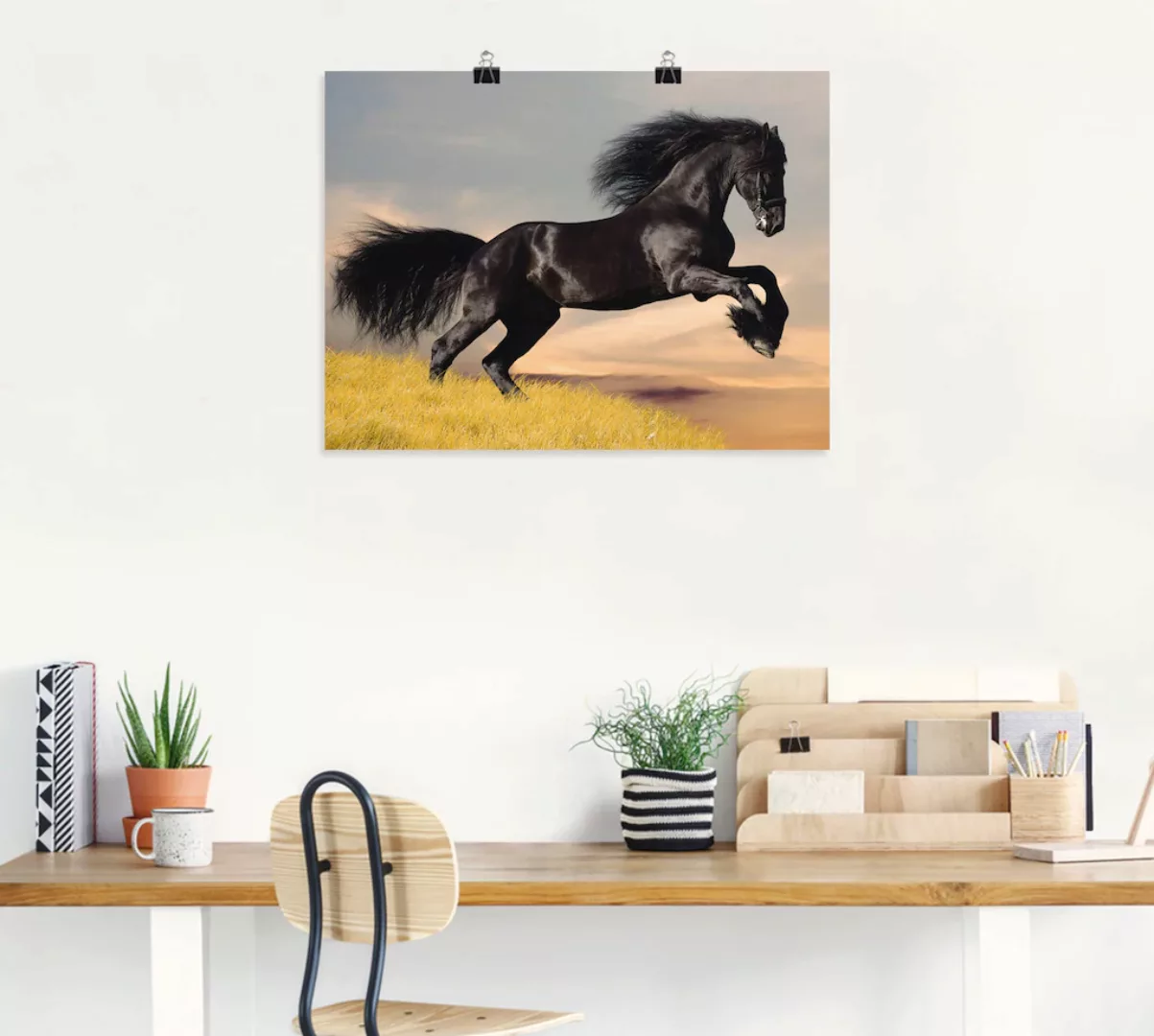 Artland Wandbild "Friesischer Hengstgalopp", Haustiere, (1 St.), als Poster günstig online kaufen