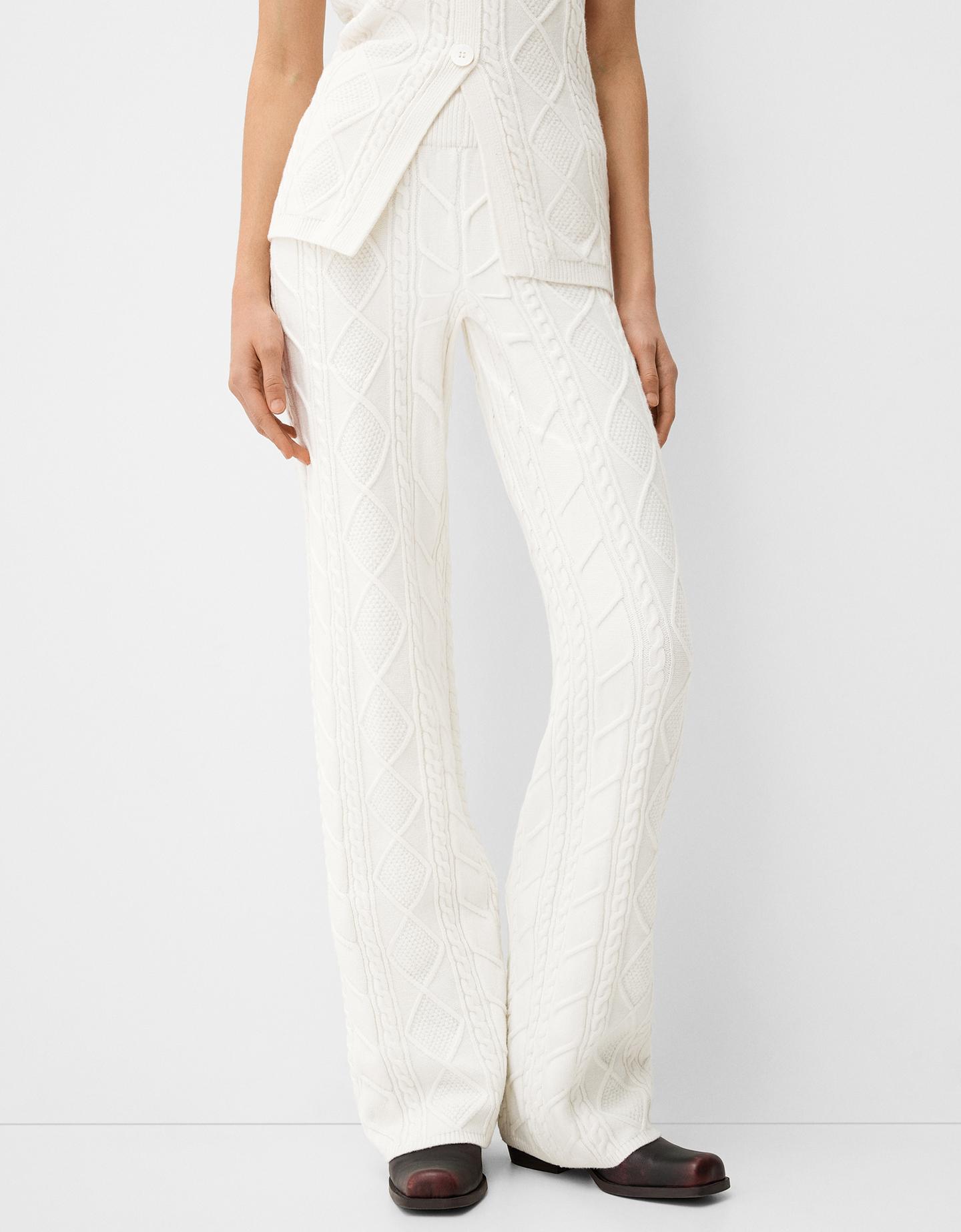 Bershka Straight-Fit-Hose Mit Flechtmuster Damen Xs Weiss günstig online kaufen