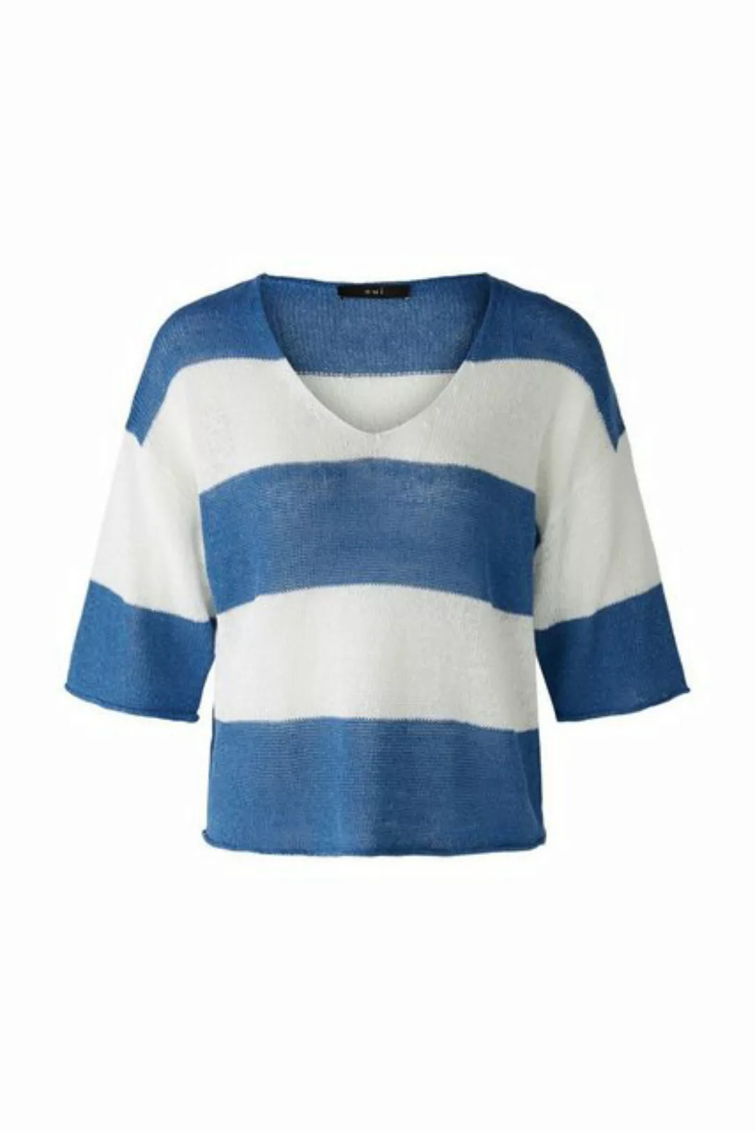 Oui Sweatshirt Pullover, blue white günstig online kaufen