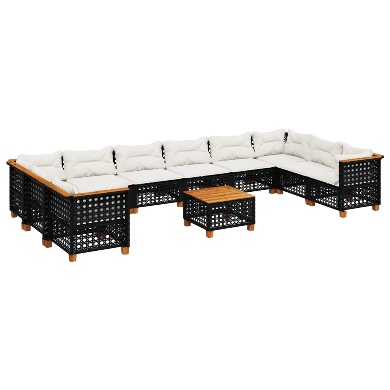 vidaXL 11-Tlg Garten-Sofagarnitur mit Kissen Schwarz Poly Rattan 3262028 günstig online kaufen