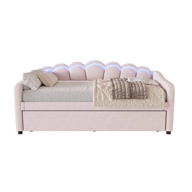 Flieks Daybett, LED Tagesbett Schlafsofa Kinderbett 90x200cm mit Ausziehbet günstig online kaufen