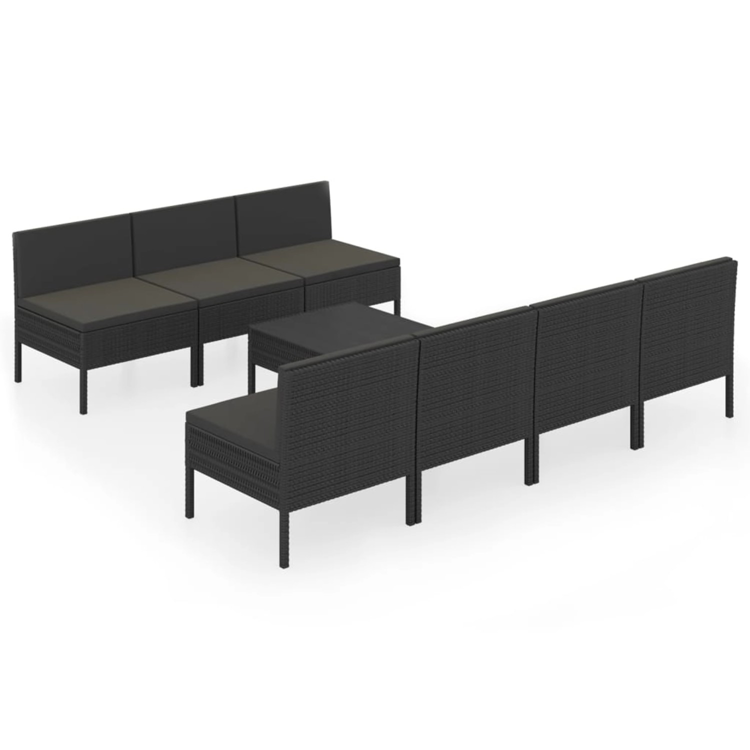 8-tlg. Garten-lounge-set Mit Auflagen Poly Rattan Schwarz günstig online kaufen