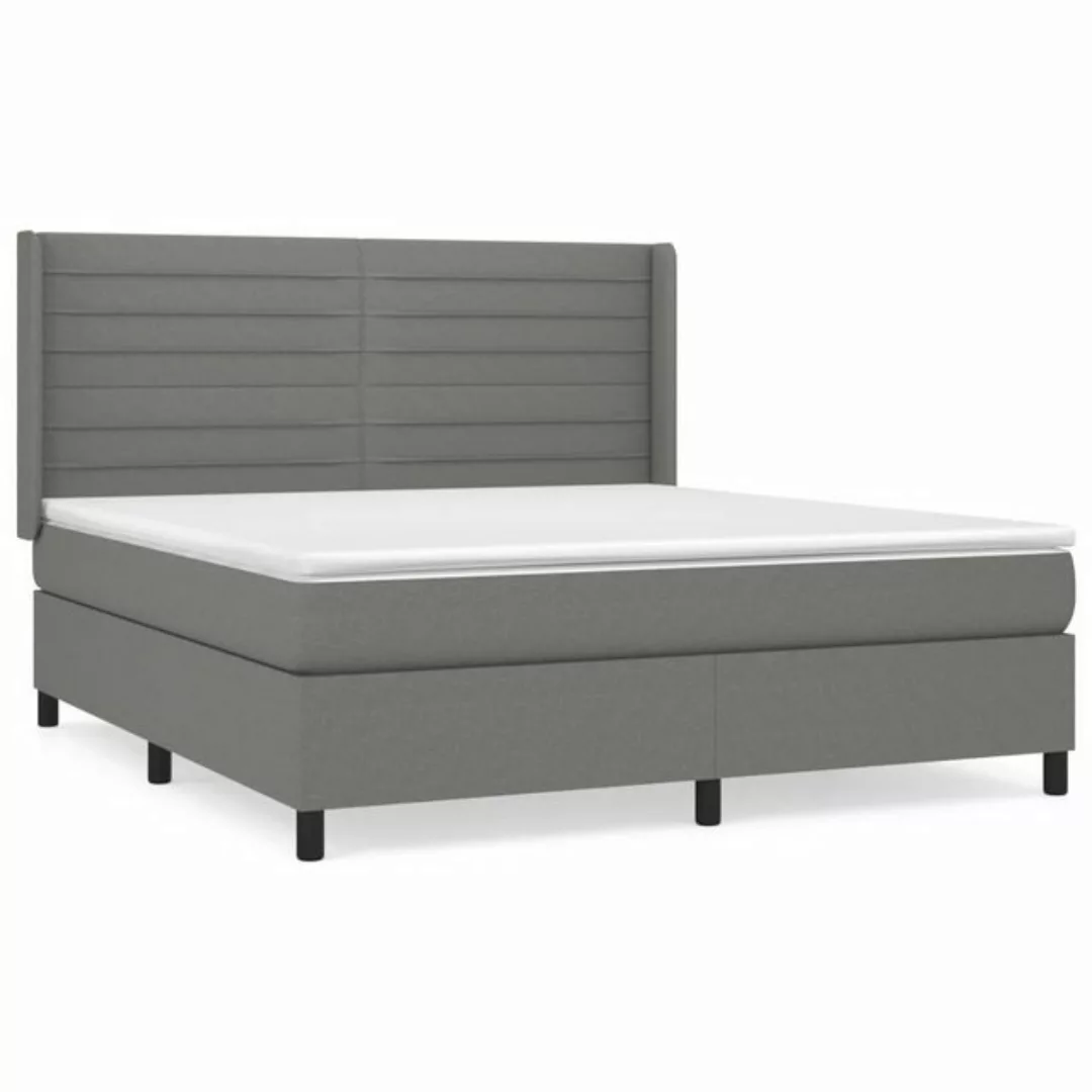 furnicato Bett Boxspringbett mit Matratze Dunkelgrau 160x200 cm Stoff günstig online kaufen