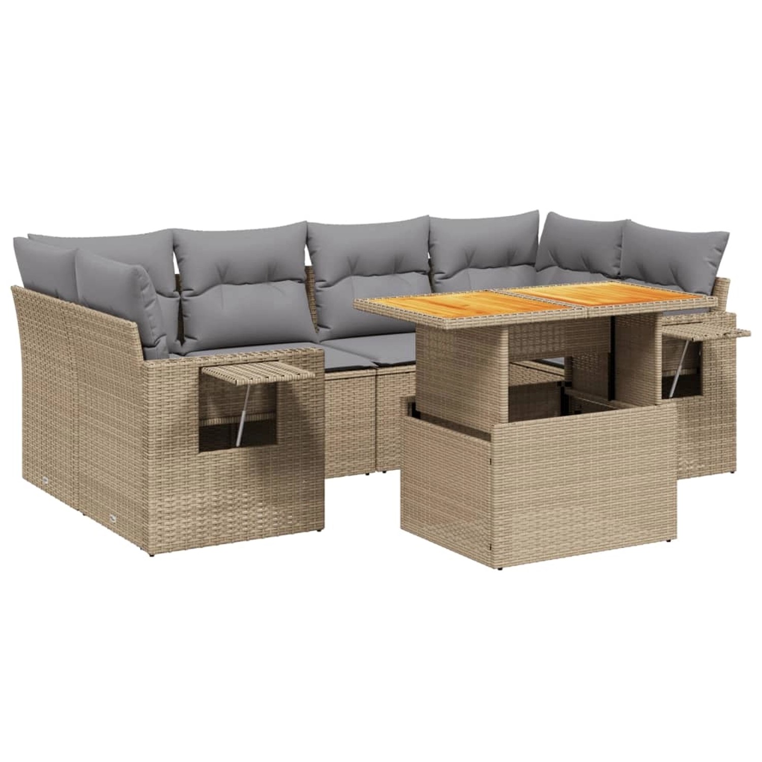 vidaXL 7-tlg Garten-Sofagarnitur mit Kissen Beige Poly Rattan Modell 320 günstig online kaufen