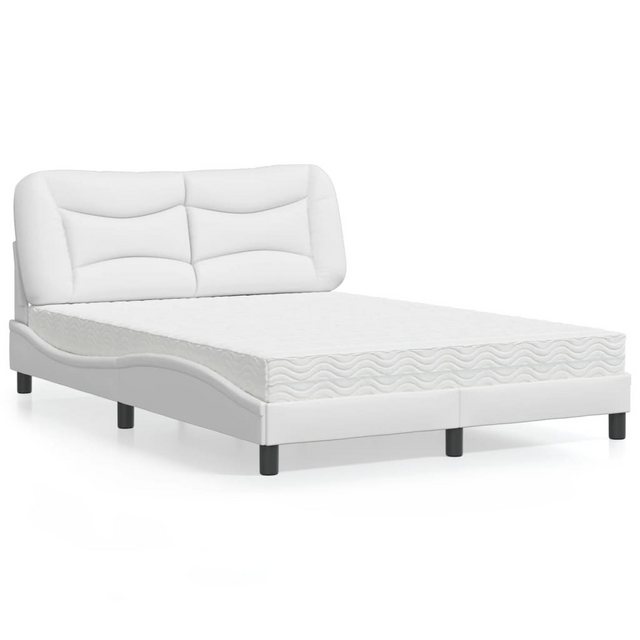vidaXL Bett Bett mit Matratze Weiß 140x190 cm Kunstleder günstig online kaufen