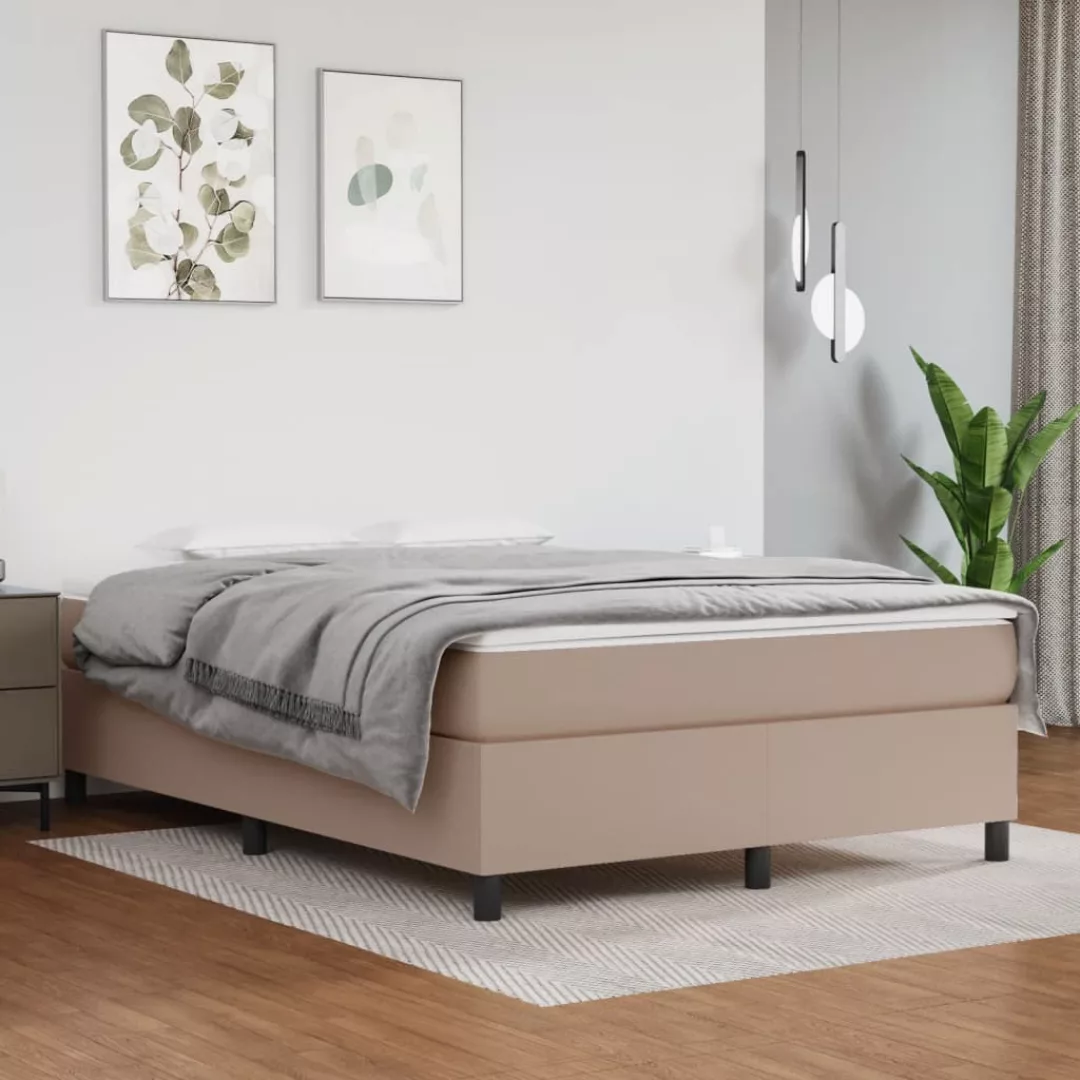 Vidaxl Boxspringbett Matratze Cappuccino-braun 140x200cm Kunstleder günstig online kaufen