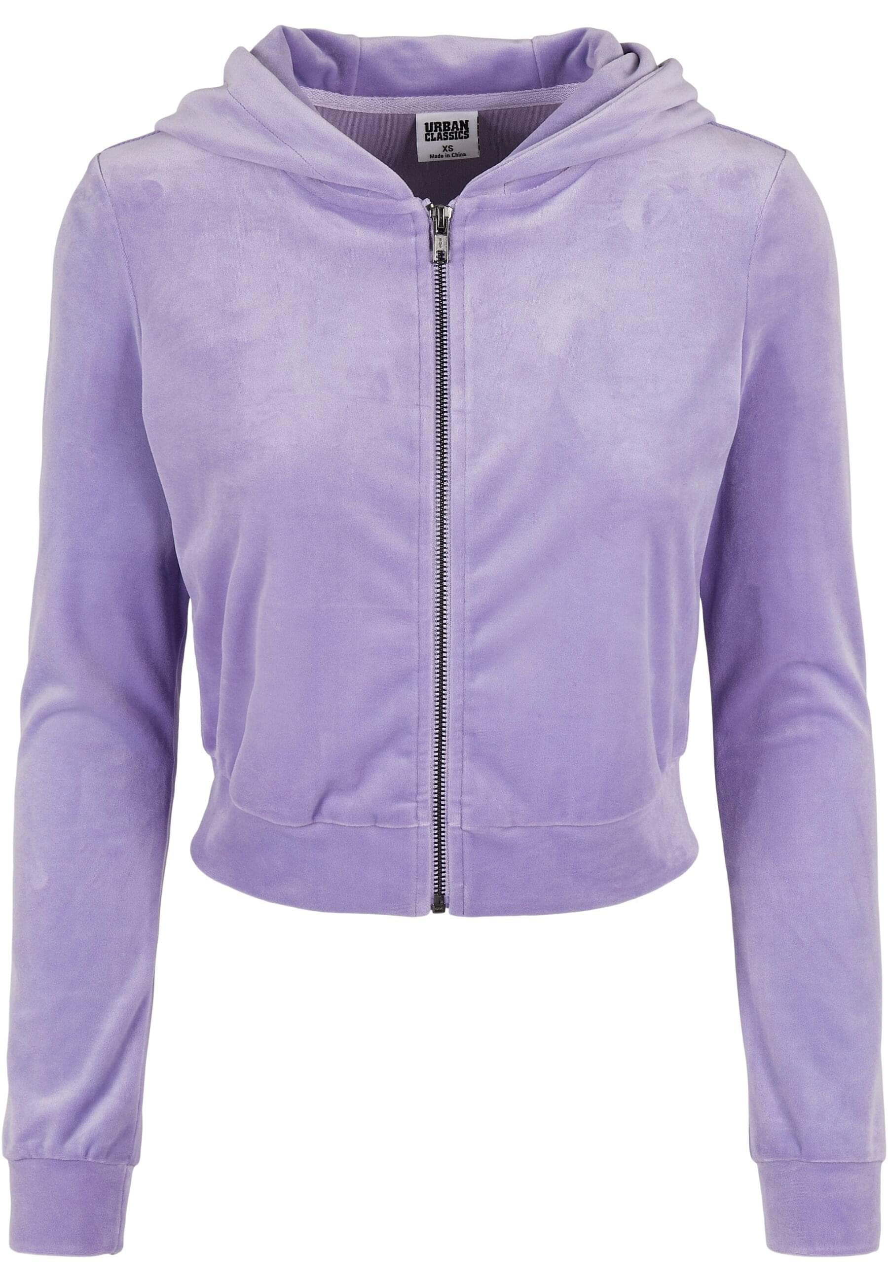 URBAN CLASSICS Sweatjacke "Urban Classics Damen Ladies Short Velvet Zip Hoo günstig online kaufen