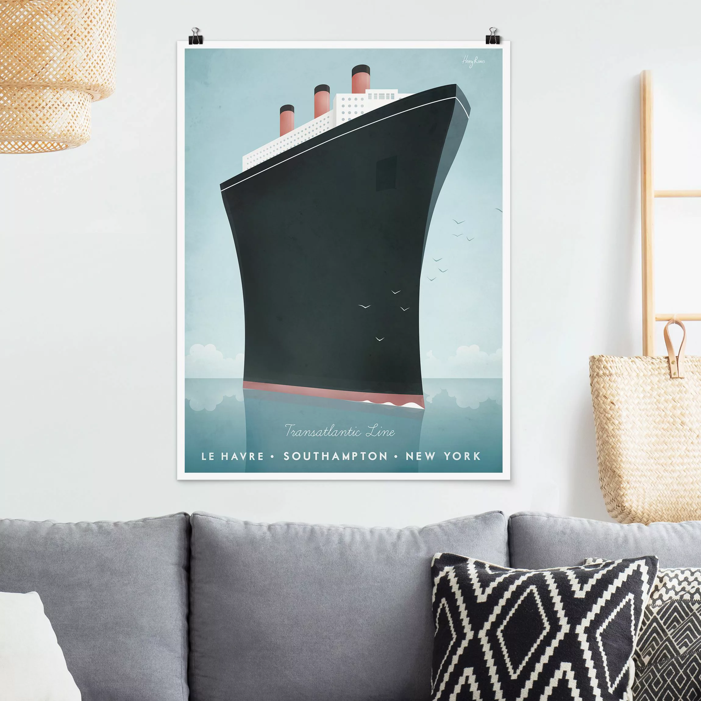 Poster Strand - Hochformat Reiseposter - Kreuzfahrtschiff günstig online kaufen