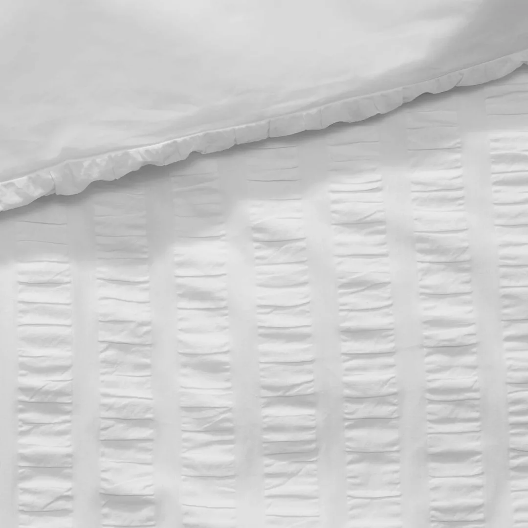 Laboni Seersucker-Bettwaescheset (135 x 200 cm) aus 100 % Baumwolle, Weiss günstig online kaufen