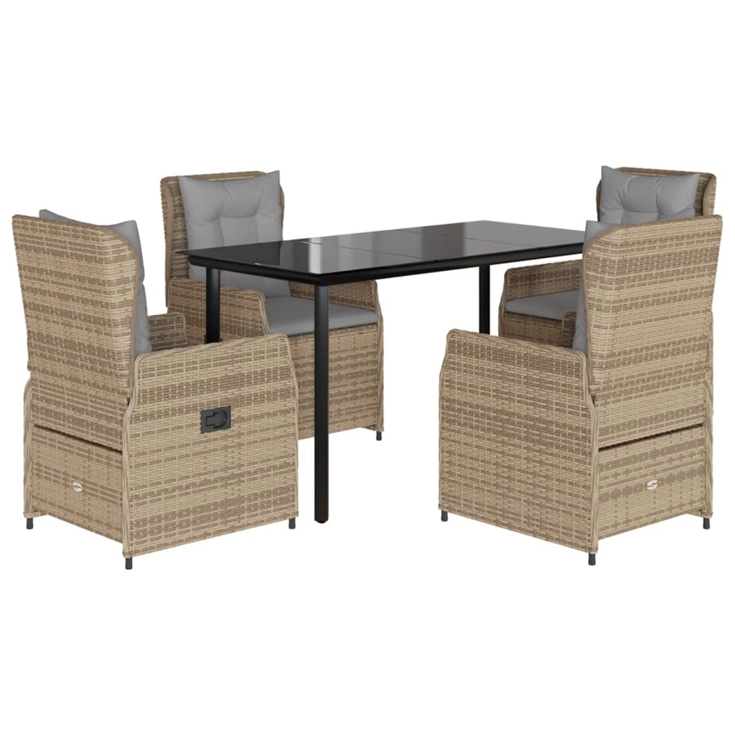 vidaXL 5-Tlg Garten-Essgruppe mit Kissen Beige Poly Rattan 3262877 günstig online kaufen