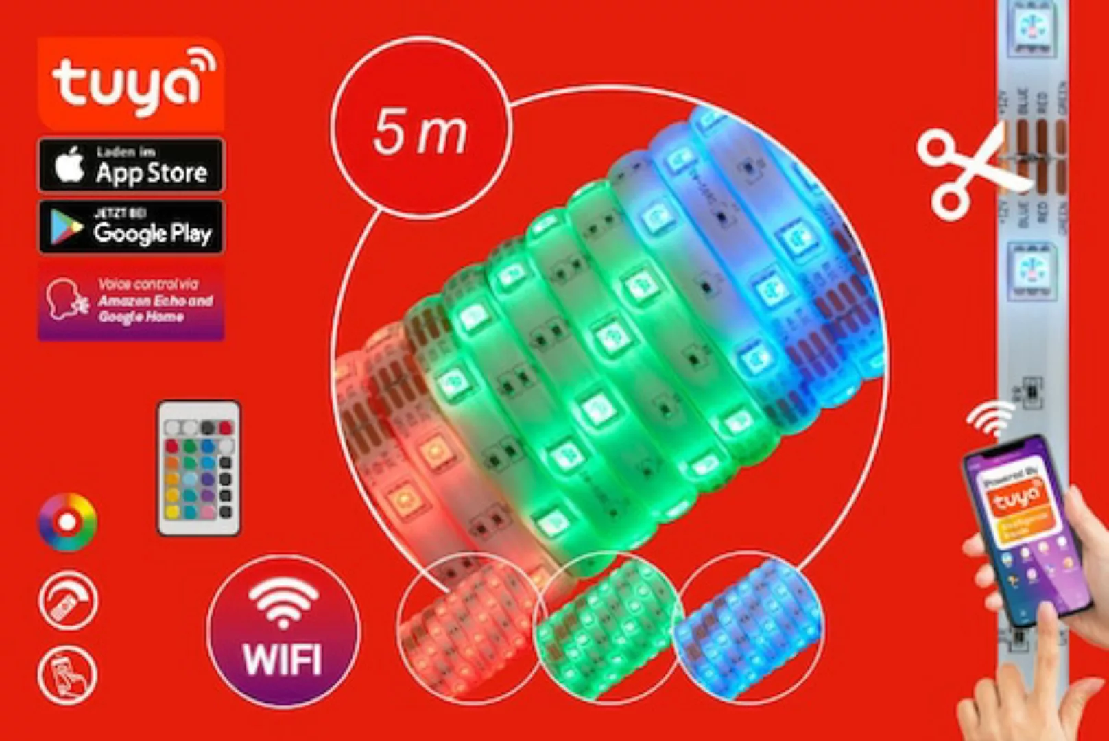 LED-RGB-Strip WiFi, 500cm, mit Fernbedienung günstig online kaufen