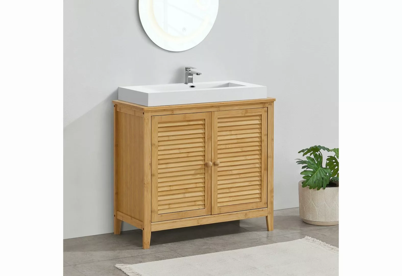 en.casa Waschbeckenunterschrank Värmdö Badezimmerschrank 60x67x30 aus Bambu günstig online kaufen