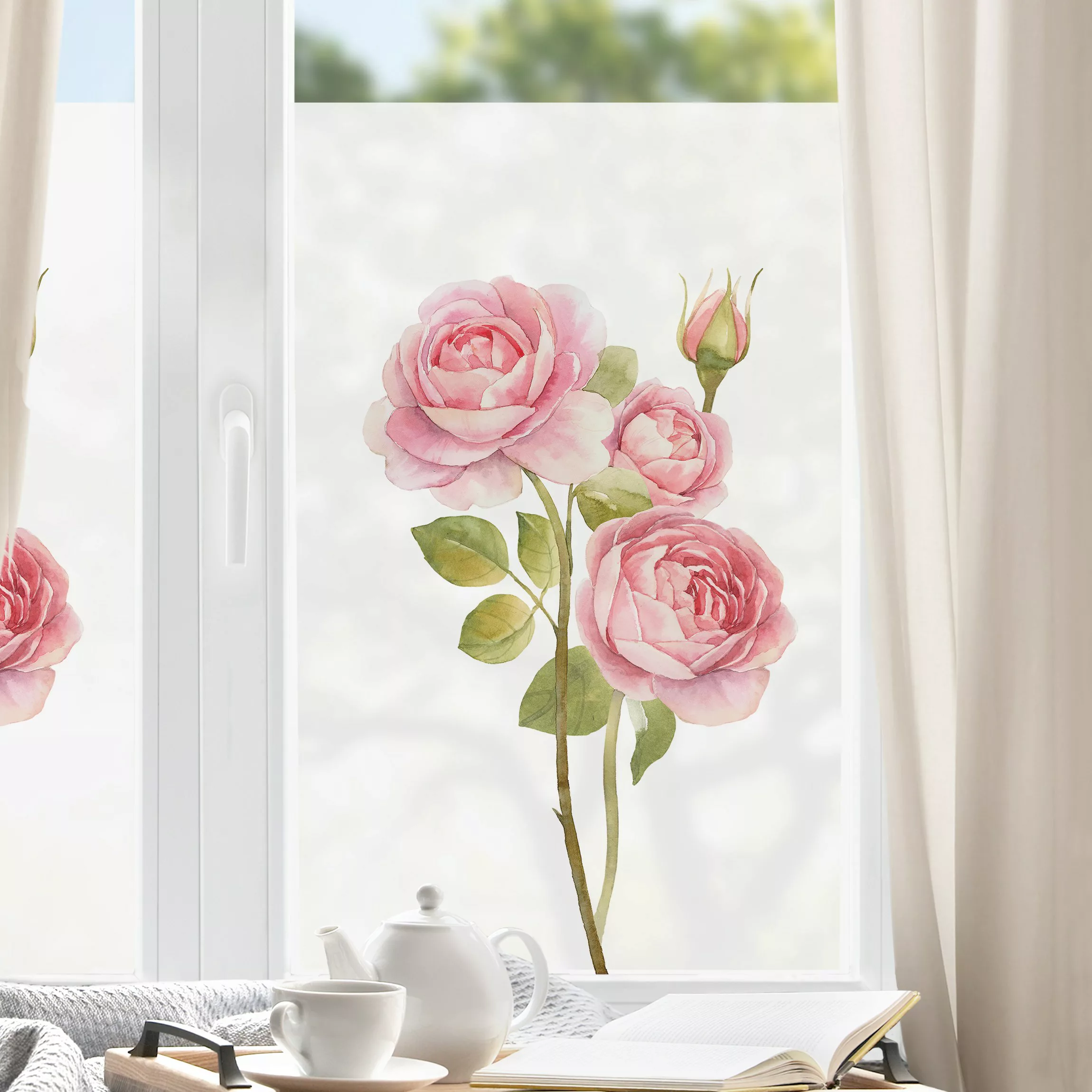 Fensterfolie Aquarell Drei Rosen günstig online kaufen