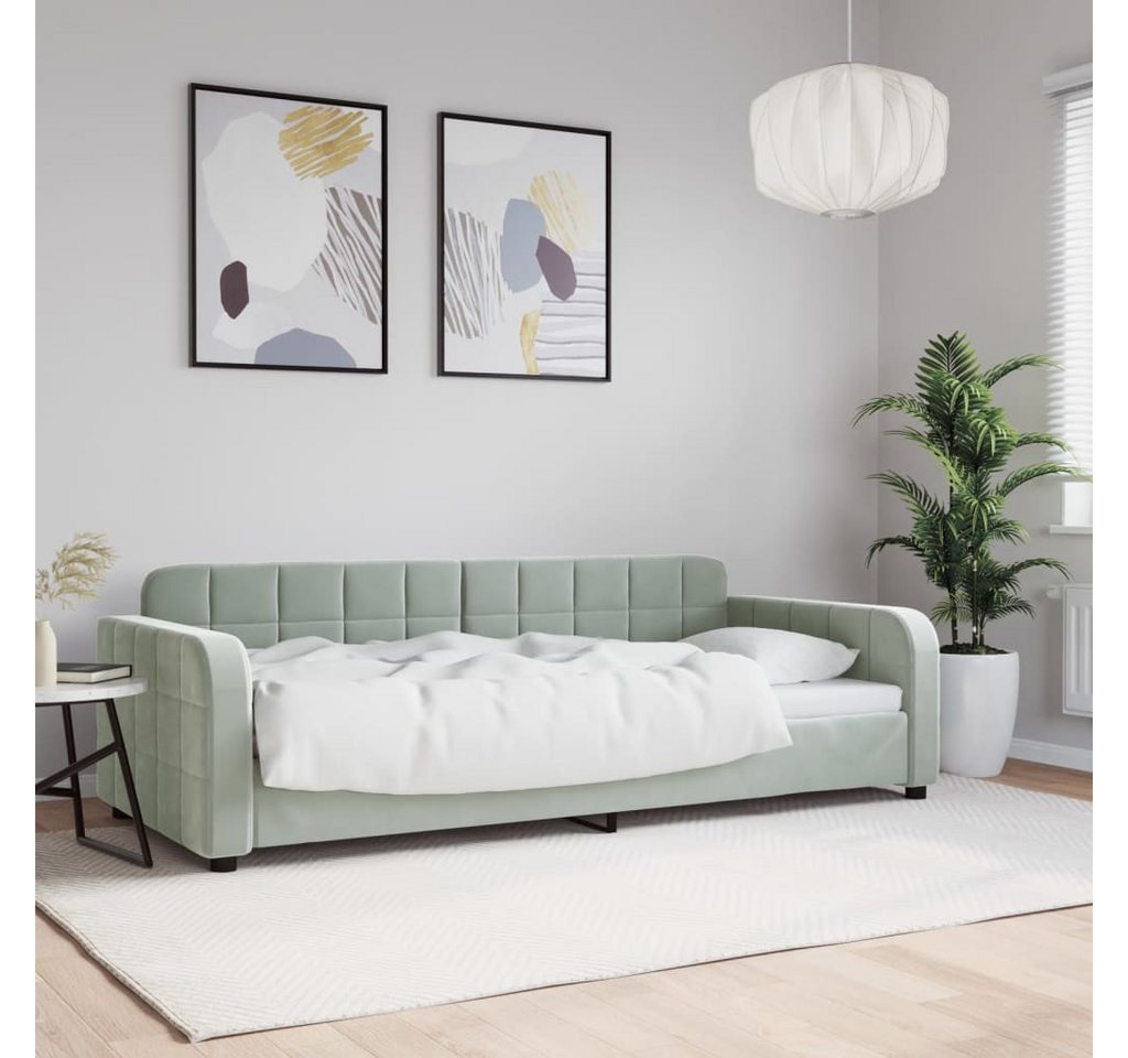 vidaXL Gästebett Tagesbett Hellgrau 90x190 cm Samt Gästebett Gästecouch Gäs günstig online kaufen