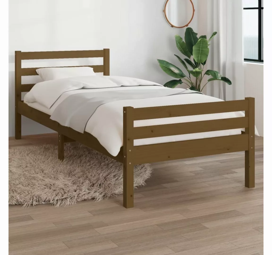 furnicato Bett Massivholzbett Honigbraun 75x190 cm günstig online kaufen