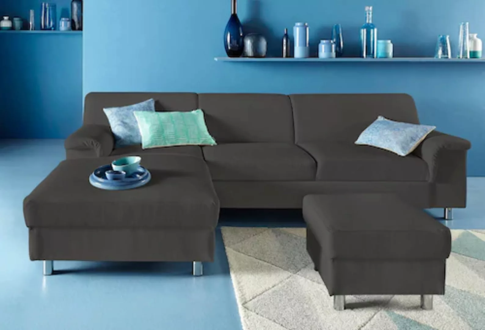 INOSIGN Ecksofa "Jamie, modern und elegant, Fußhöhe 9cm, L-Form,", wahlweis günstig online kaufen