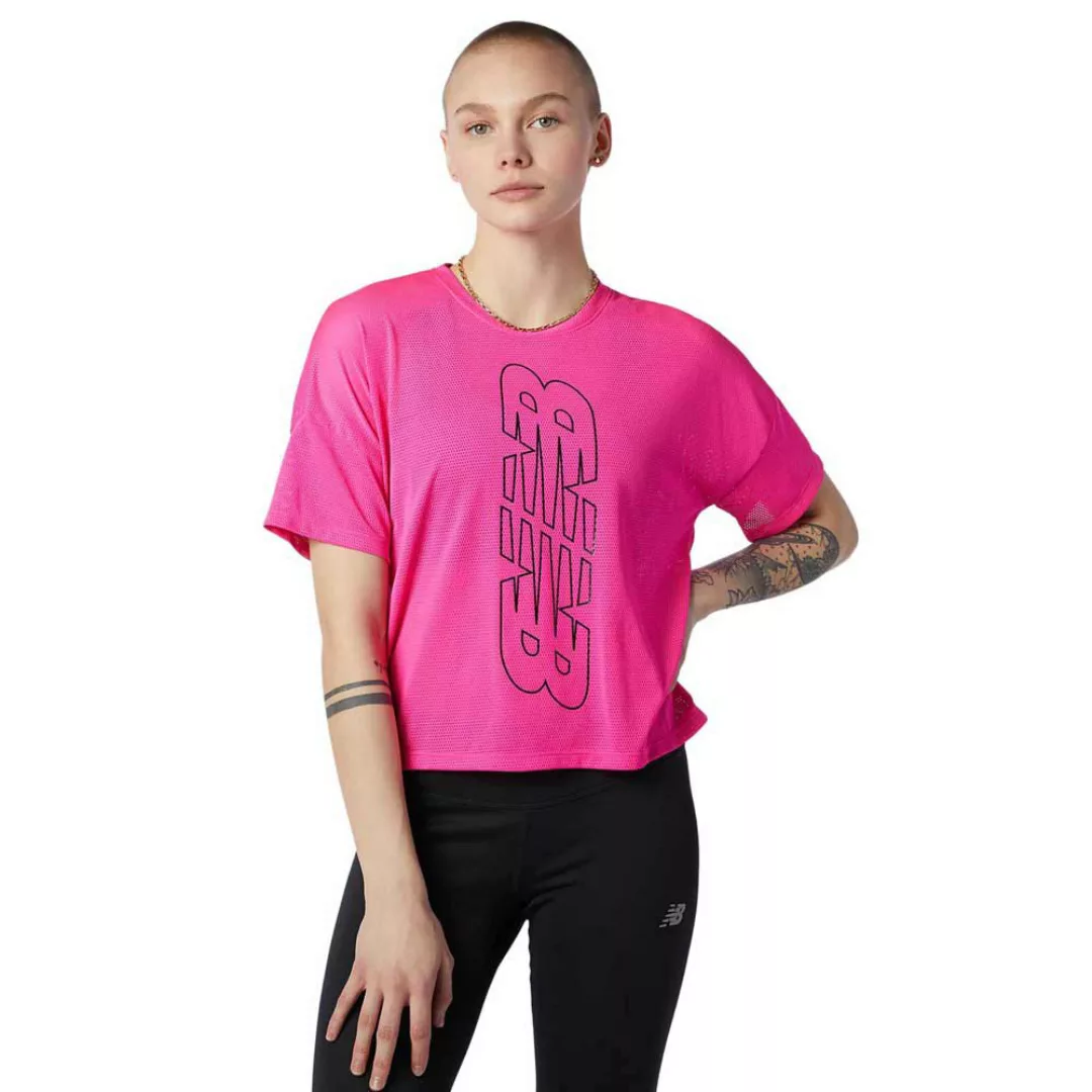 New Balance Achiever Keyhole Back Graphic Kurzarm T-shirt L Pink Glow günstig online kaufen