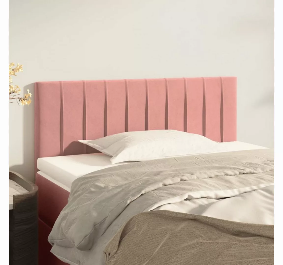 vidaXL Bett, Kopfteil Rosa 80x5x78/88 cm Samt günstig online kaufen