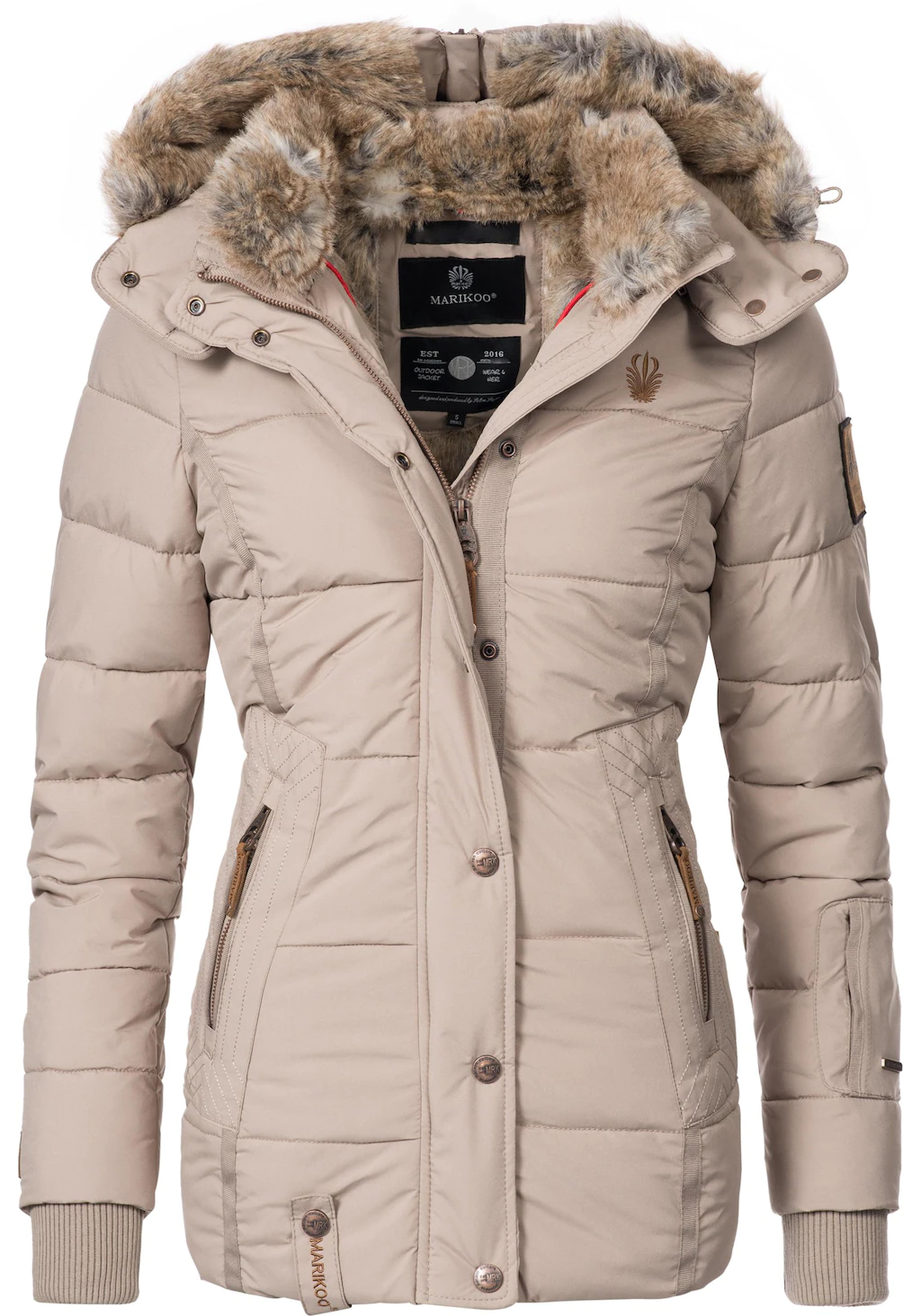 Marikoo Winterjacke Nekoo stylische Damen Steppjacke mit großer Kapuze günstig online kaufen