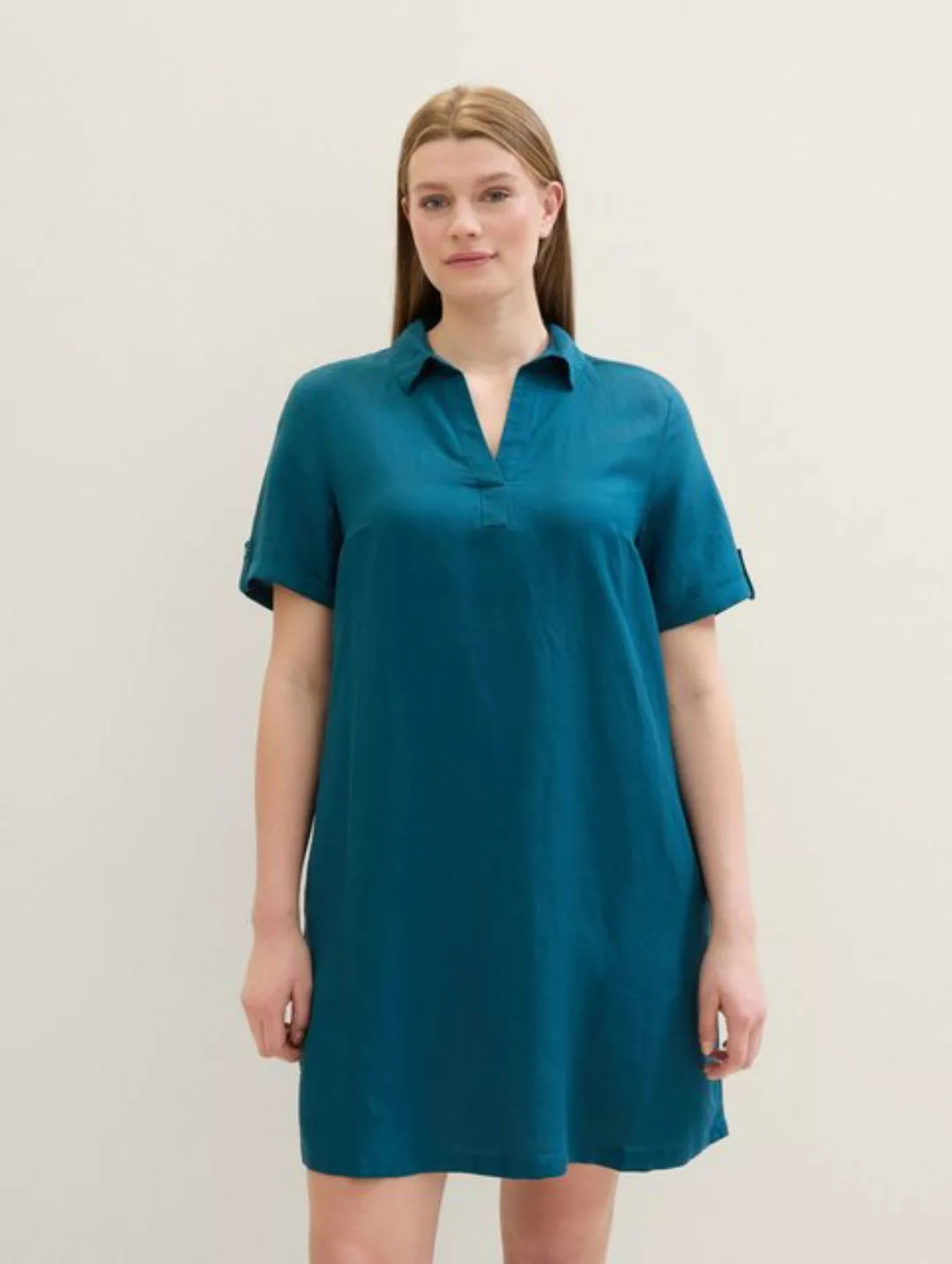 TOM TAILOR PLUS Sommerkleid Plus - Kleid mit Leinen günstig online kaufen