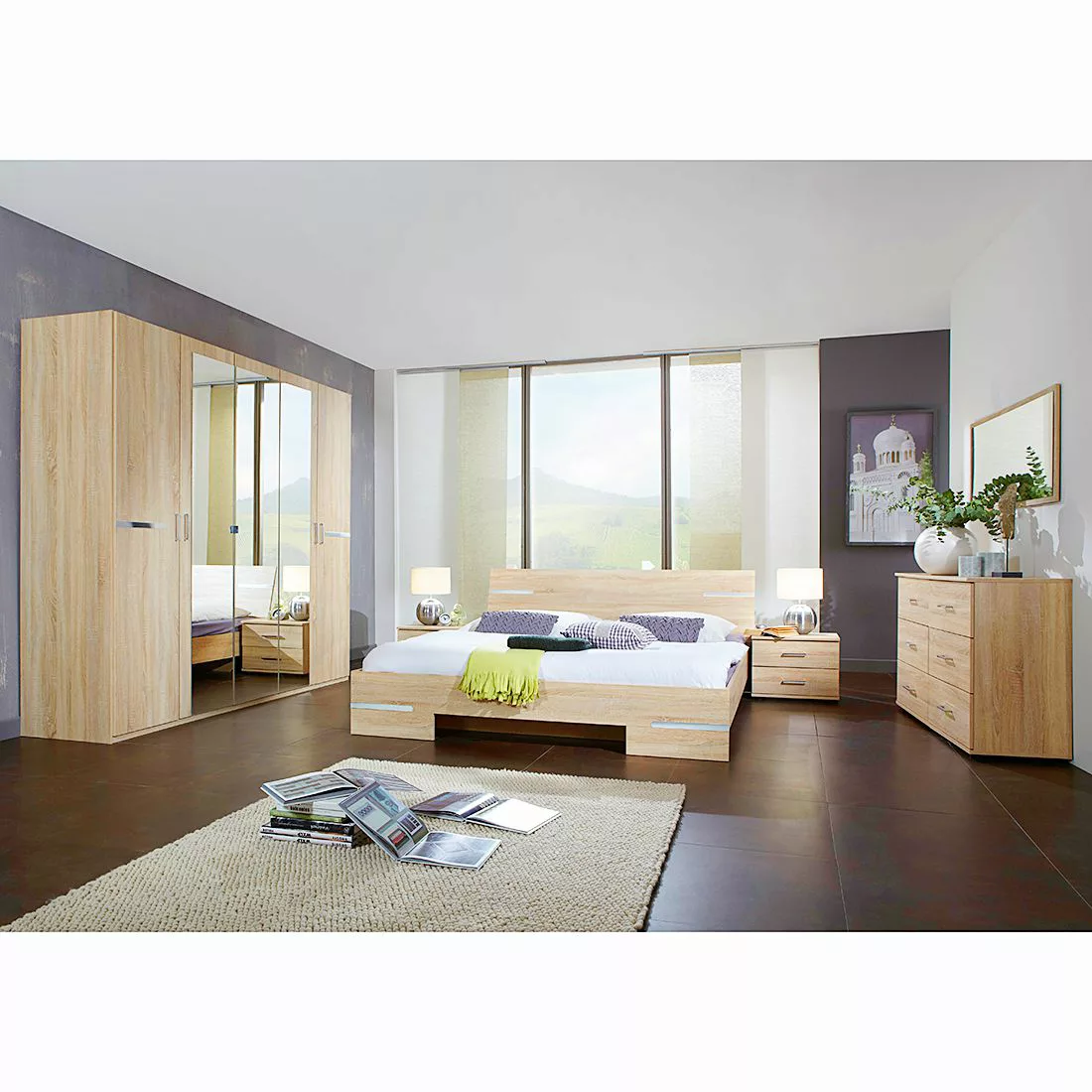 180x200 Schlafzimmerset ANNA inkl. Kleiderschrank und 2 Nachtkommoden von W günstig online kaufen