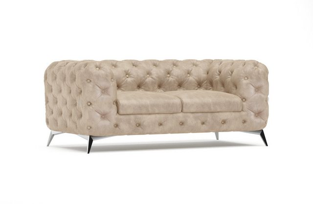 S-Style Möbel Chesterfield-Sofa 2-Sitzer Wanja mit Silber Metall Füßen, 2-S günstig online kaufen