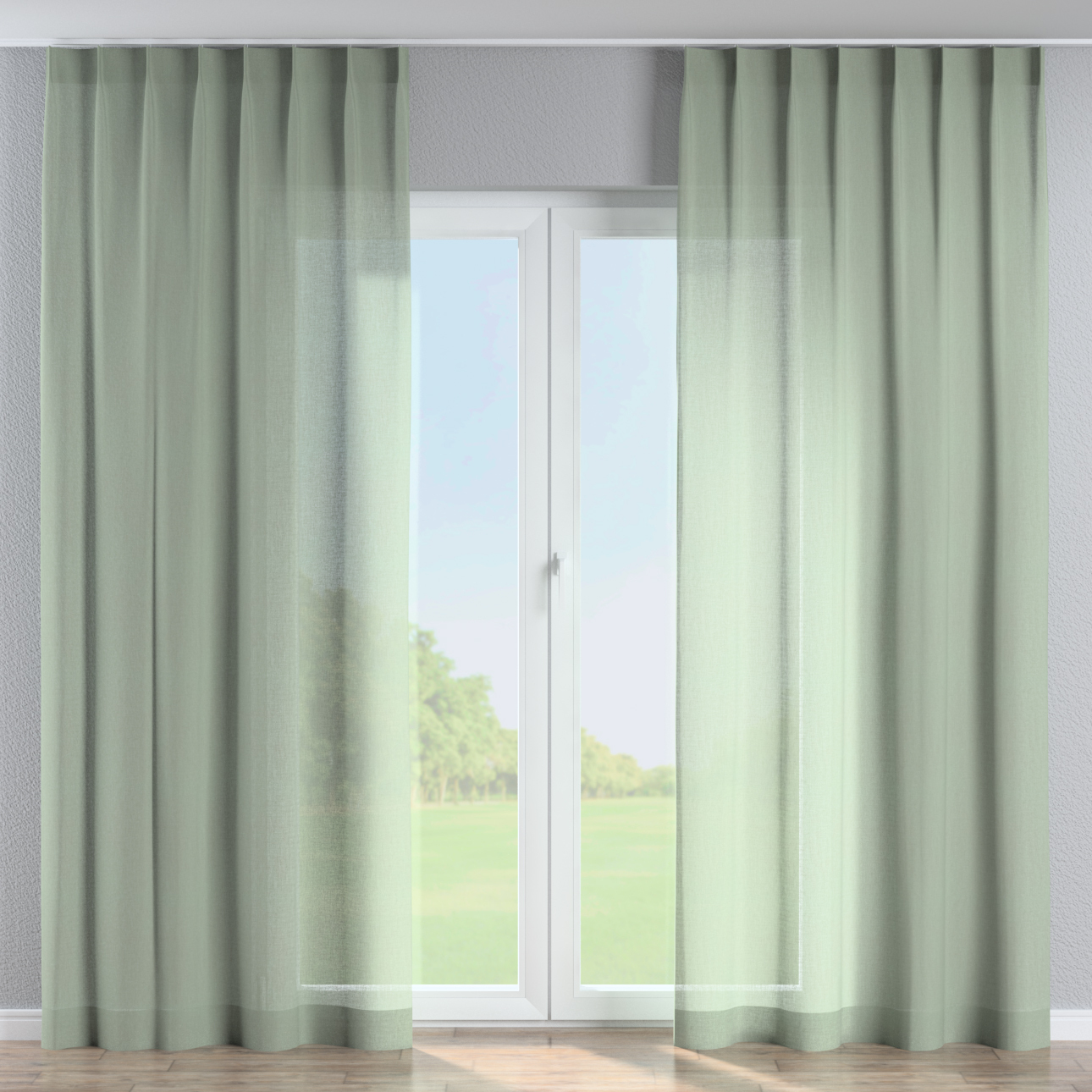 Vorhang mit flämischen 1-er Falten, grün, Sensual Premium (144-56) günstig online kaufen