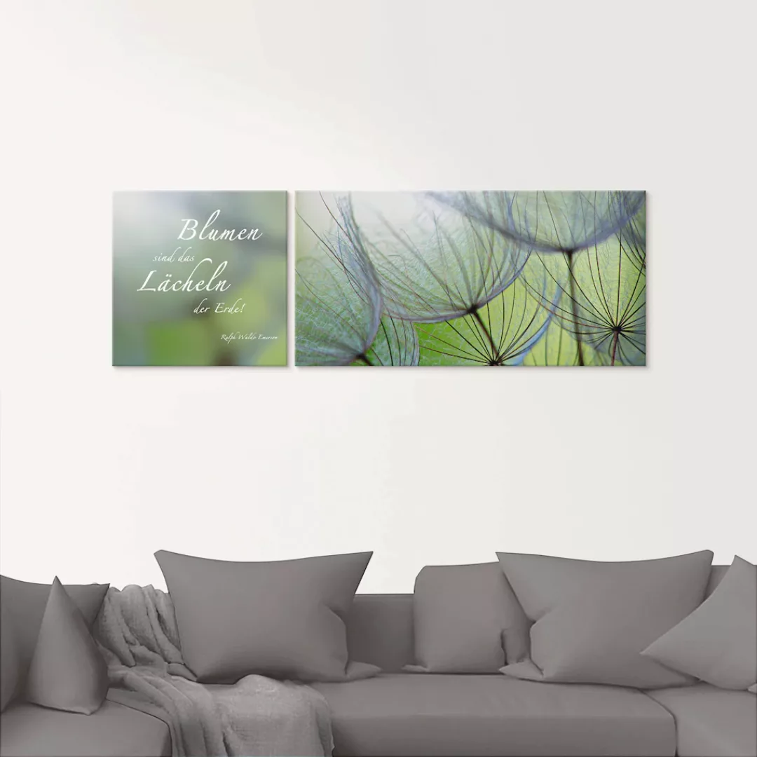 Artland Glasbild "Zitatenbild, Pusteblumen-Samen", Sprüche & Texte, (2 St.) günstig online kaufen