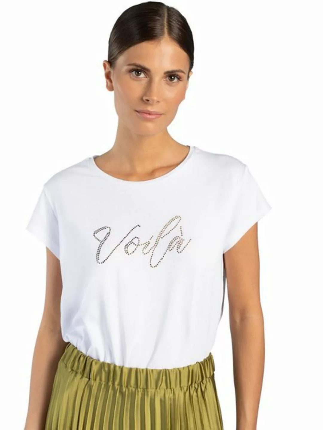 T-Shirt mit Strass-Schriftzug, weiß günstig online kaufen