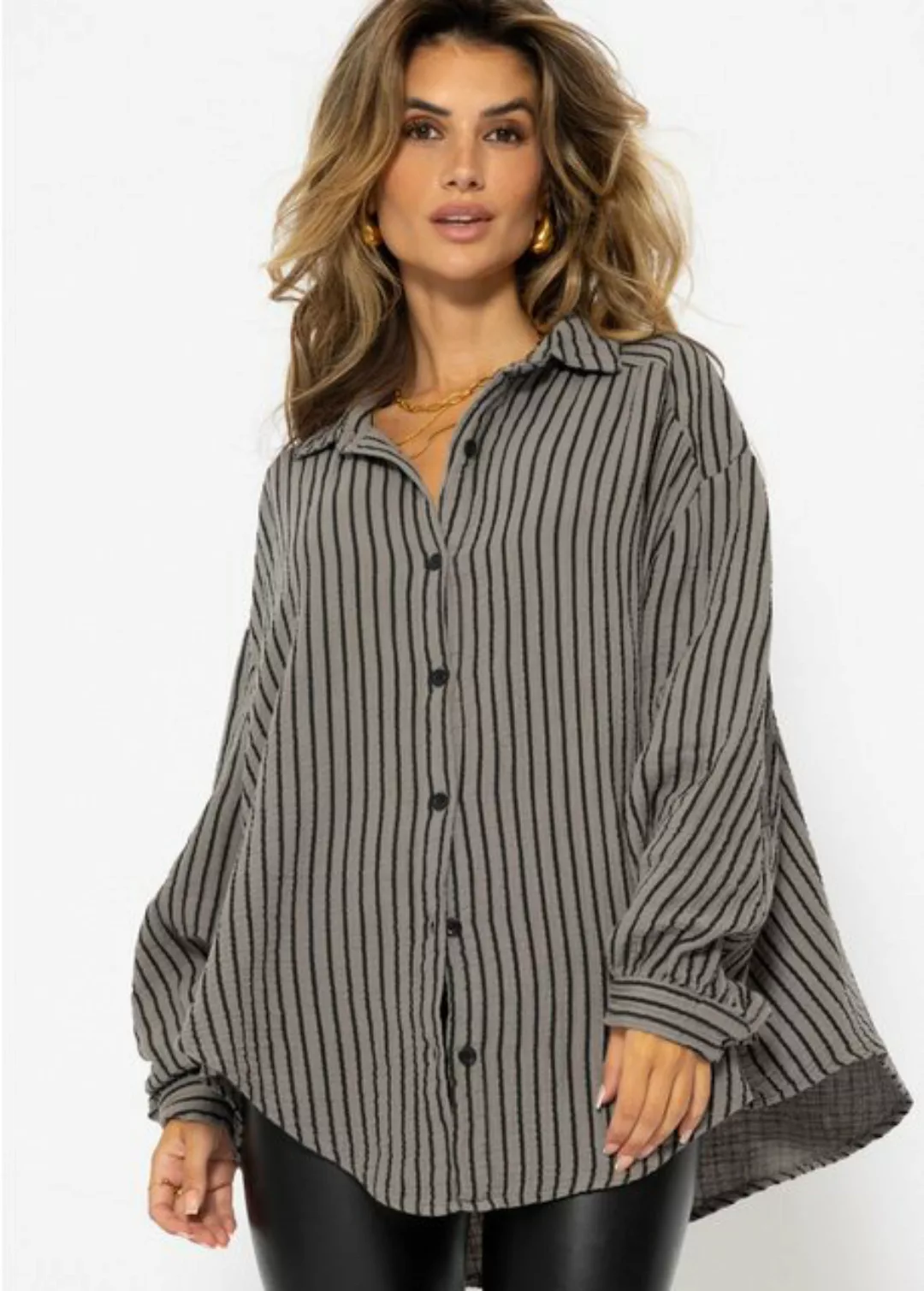 SASSYCLASSY Longbluse Musselin Bluse Damen lang Oversize Blusenshirt Damen günstig online kaufen