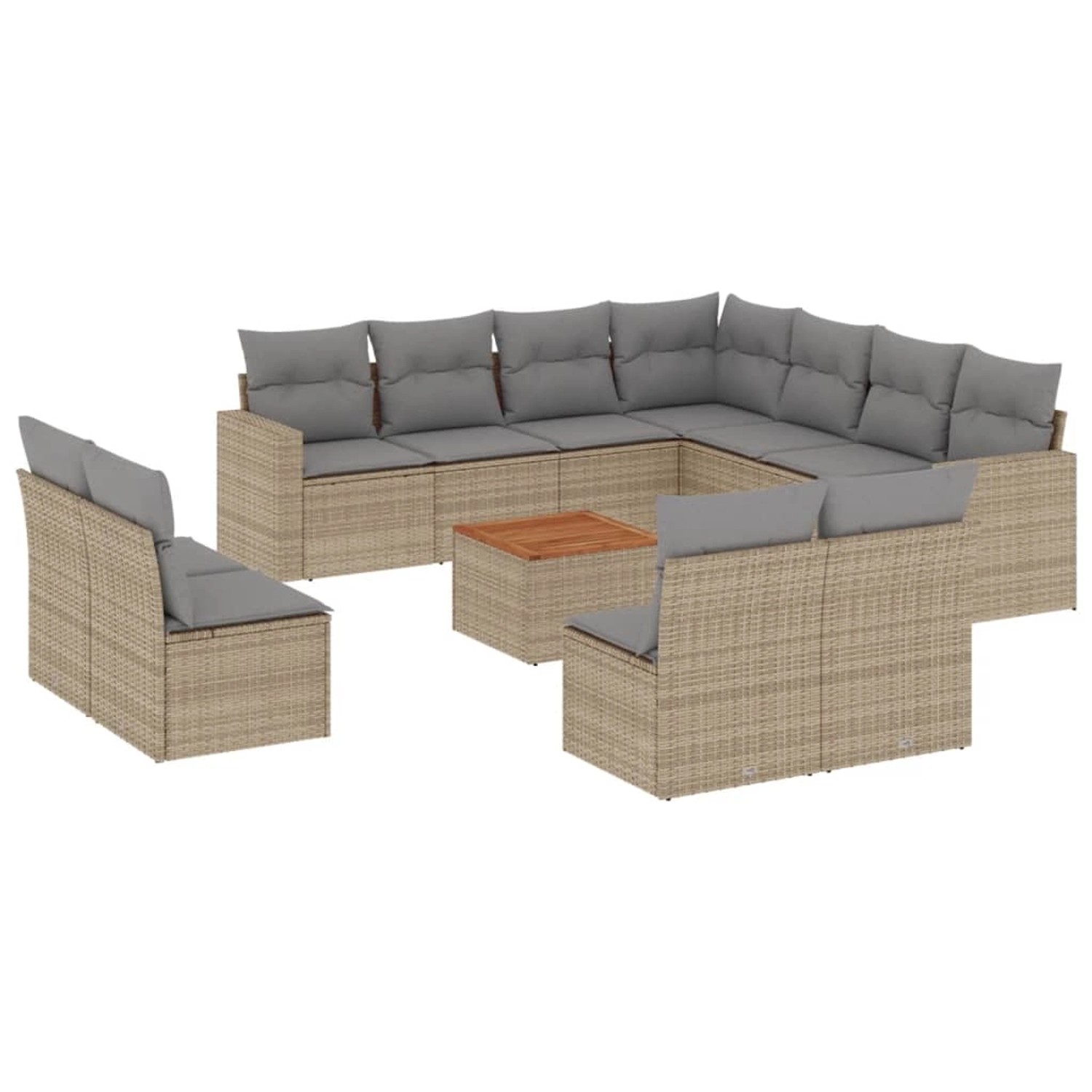 vidaXL 12-Tlg Garten-Sofagarnitur mit Kissen Beige Poly Rattan 3224183 günstig online kaufen