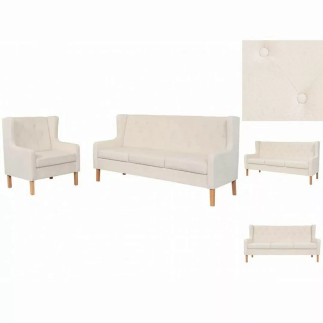 Sofa-set 2-tlg. Stoff Cremeweiß günstig online kaufen