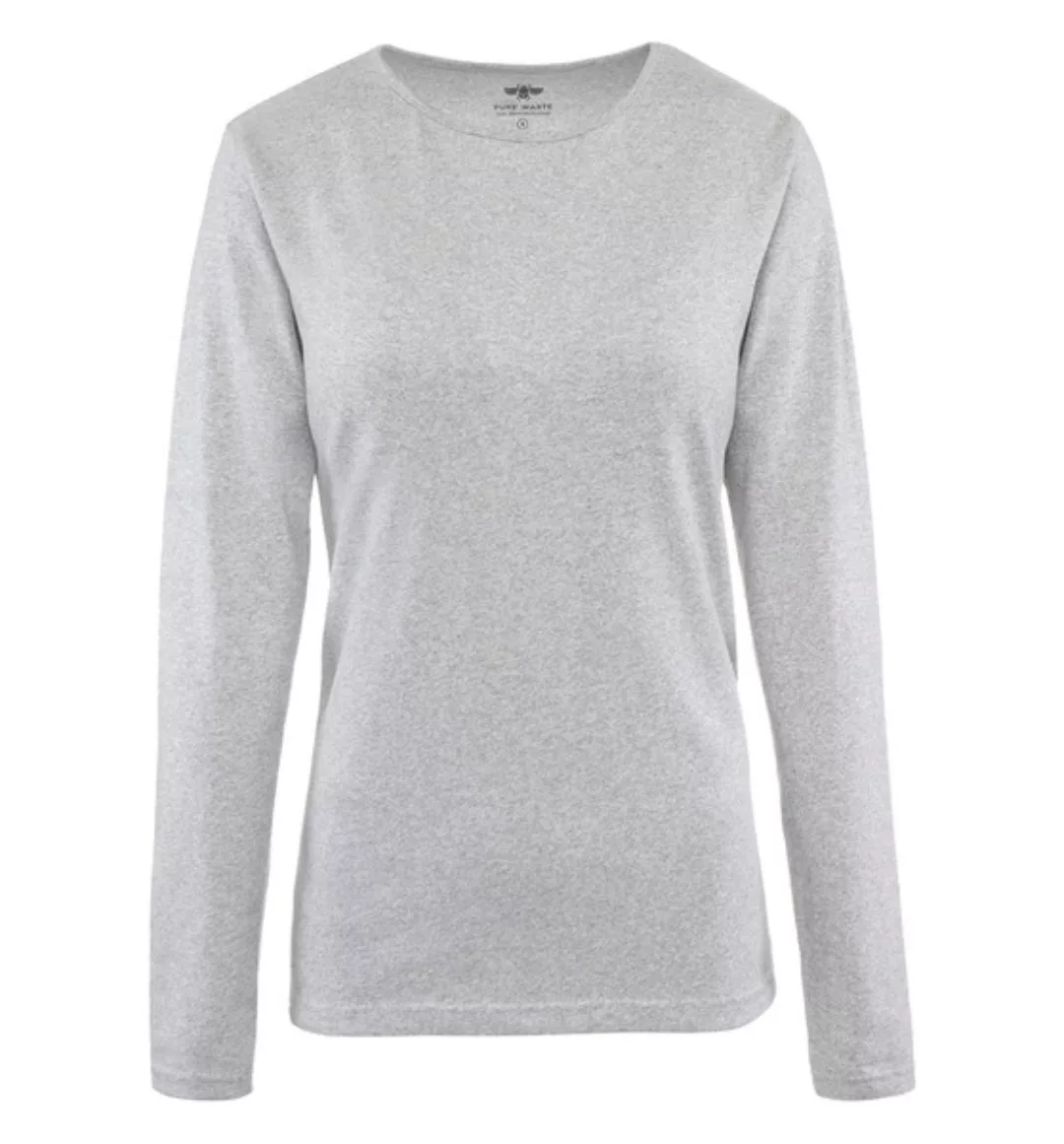 Pure Waste - Damen Long Sleeve T-shirt, Grey Melange günstig online kaufen