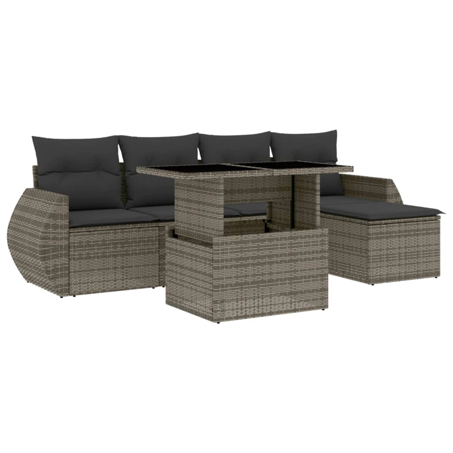 vidaXL 6-tlg Garten-Sofagarnitur mit Kissen Grau Poly Rattan Modell 180 günstig online kaufen