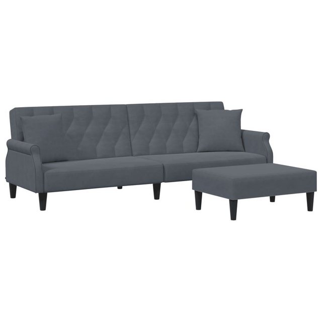 vidaXL Sofa Schlafsofa 2-Sitzer mit Kissen und Fußhocker Dunkelgrau Samt günstig online kaufen