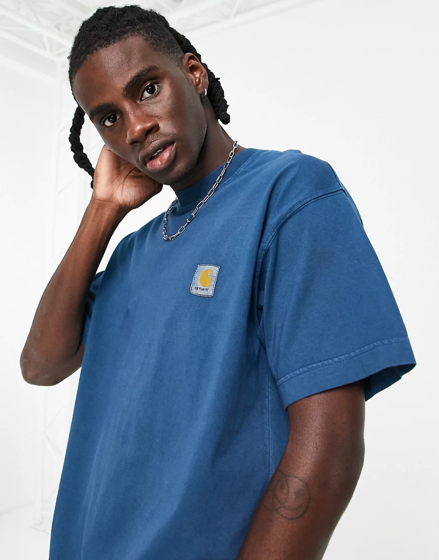 Carhartt WIP – Vista – T-Shirt mit Pigmentfärbung in Blau günstig online kaufen
