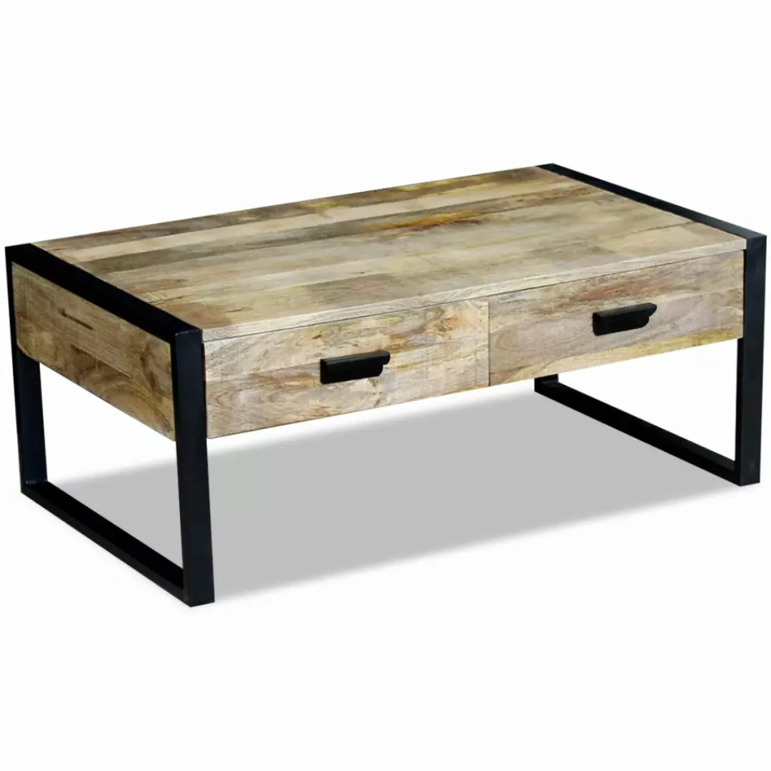 Couchtisch Mit 2 Schubladen Mangoholz Massiv 100x60x40 Cm günstig online kaufen