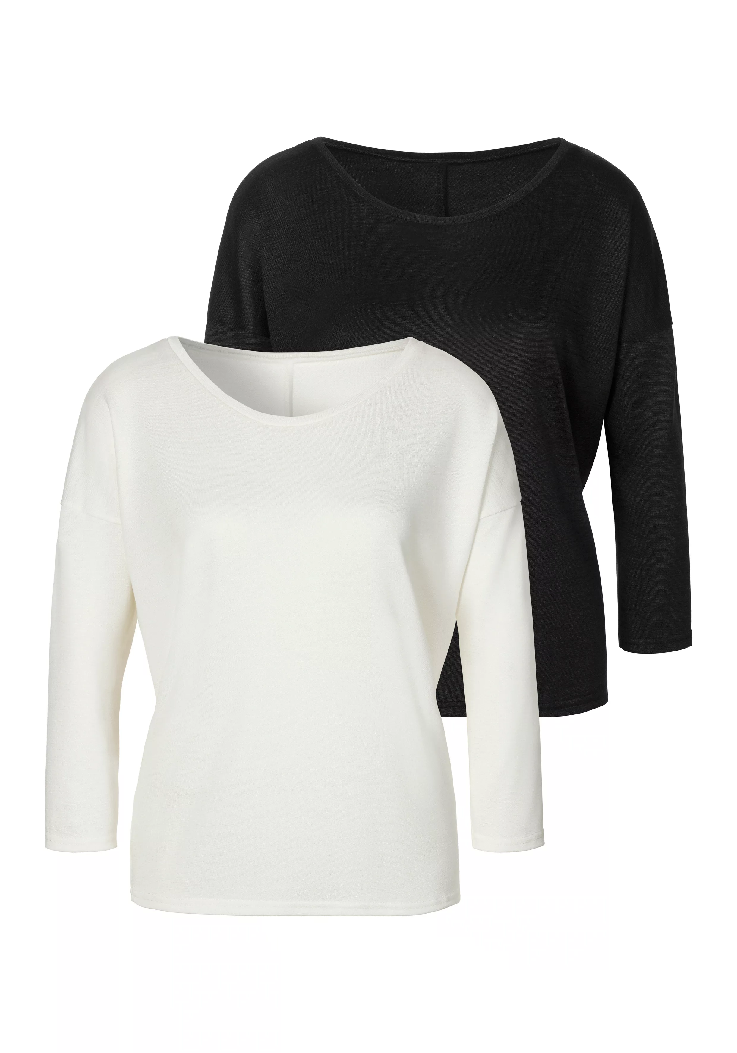 LASCANA 3/4-Arm-Shirt (Spar-Set, 2er-Pack) aus leichter Strickqualität günstig online kaufen
