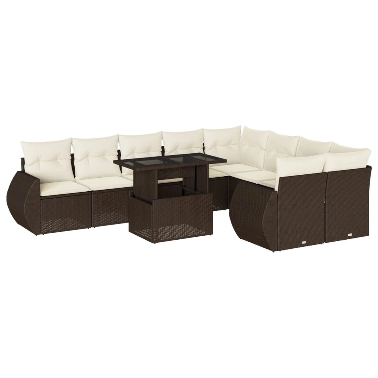 vidaXL 10-Tlg Garten-Sofagarnitur mit Kissen Braun Poly Rattan 3268763 günstig online kaufen