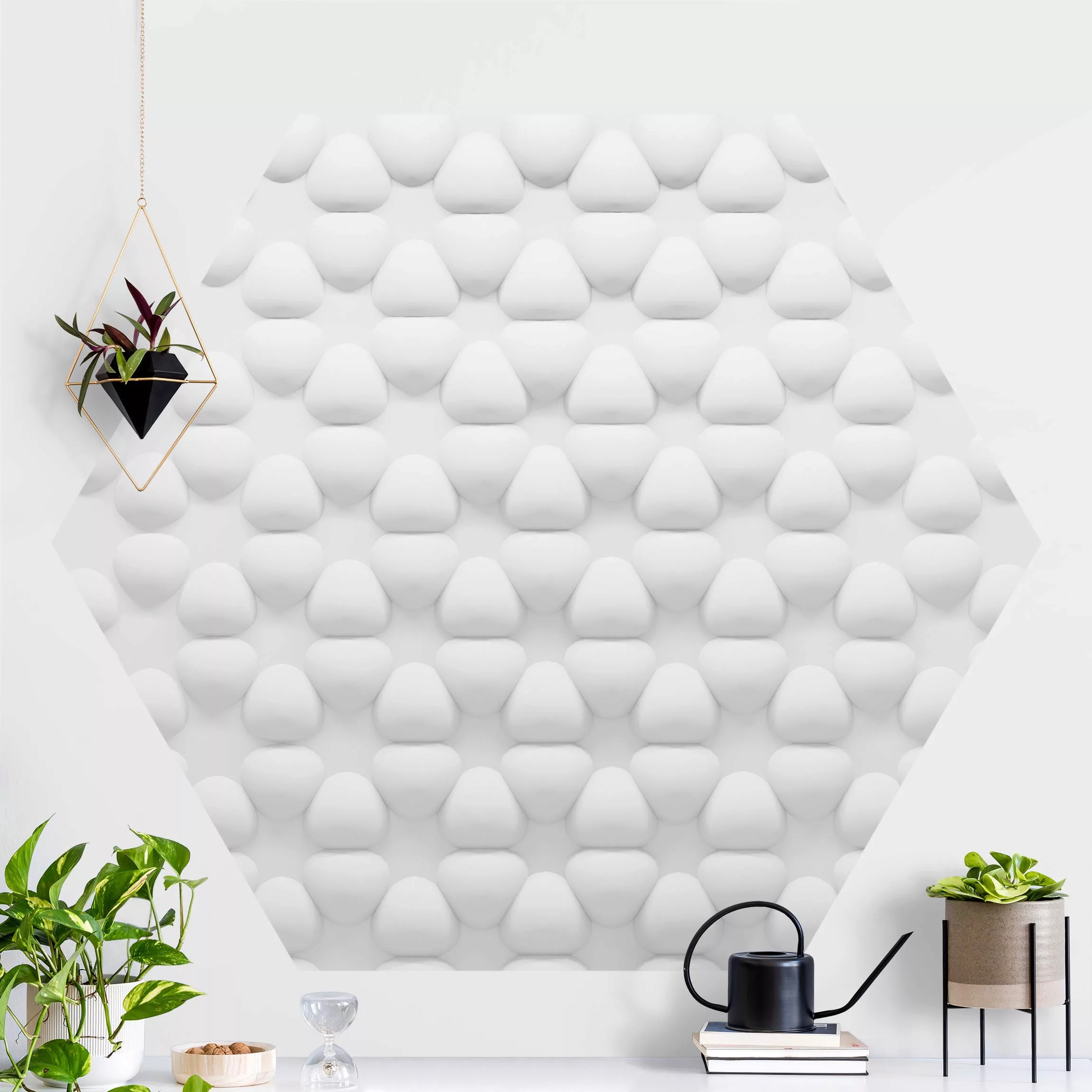 Hexagon Fototapete selbstklebend Blütenmuster in 3D günstig online kaufen