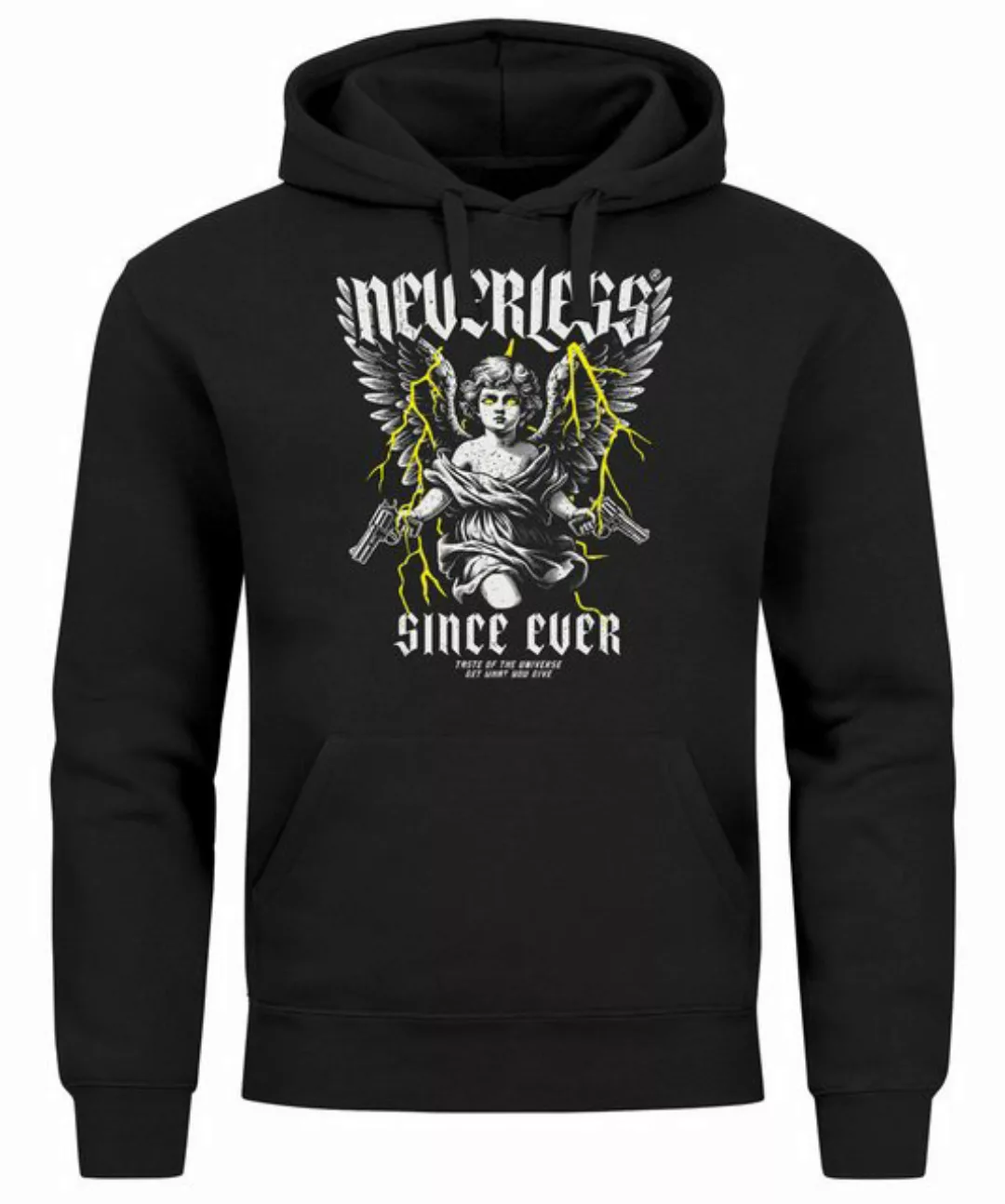 Neverless Hoodie Hoodie Herren Engel Tattoo Style Schrift Aufdruck Kapuzen- günstig online kaufen