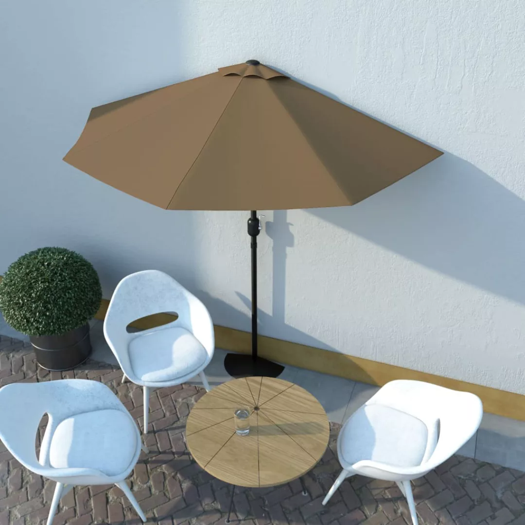 Balkon-sonnenschirm Mit Alu-mast Taupe 270×135 Cm Halbrund günstig online kaufen