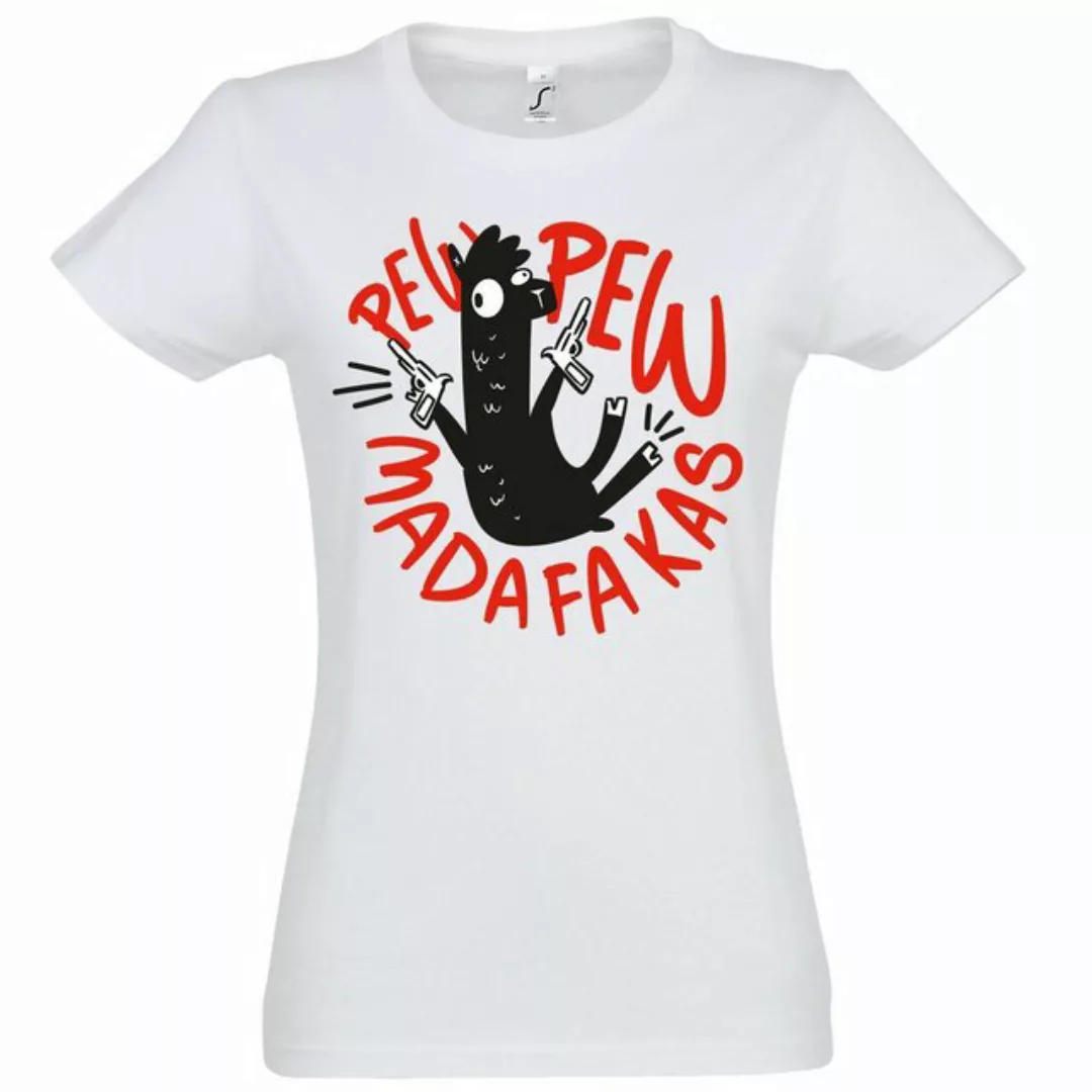 Youth Designz T-Shirt Pew Pew Madafakas Lama Damen Shirt mit trendigem Fron günstig online kaufen