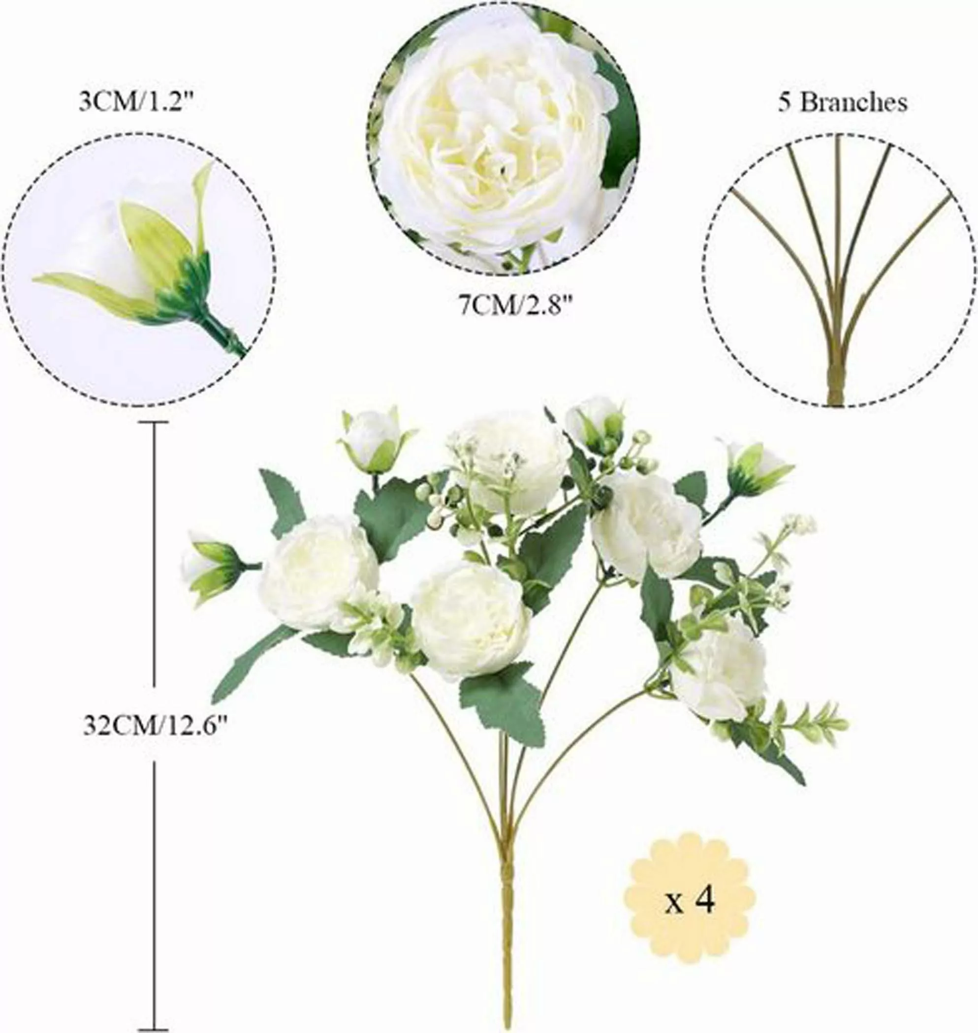 Kunstblumenstrauß Pfingstrose Künstliche Blumen Weiße Blumen günstig online kaufen