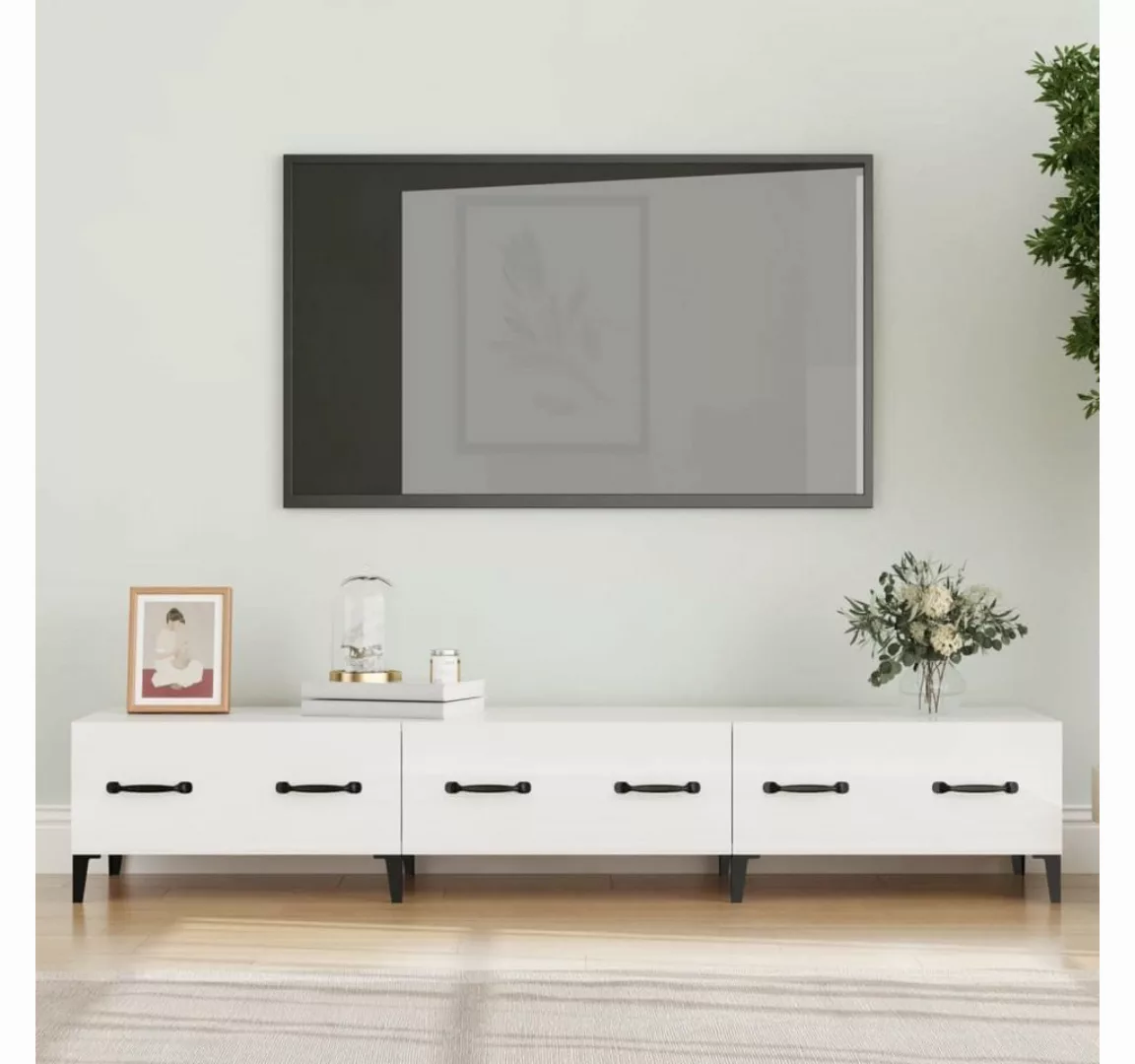 furnicato TV-Schrank Hochglanz-Weiß 150x34,5x30 cm Holzwerkstoff günstig online kaufen