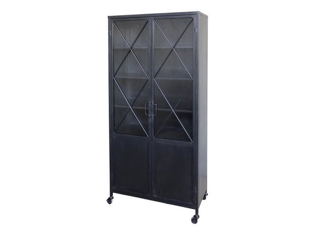 Chic Antique Standvitrine Vitrinenschrank auf Rädern mit Glastüren H160/L76 günstig online kaufen