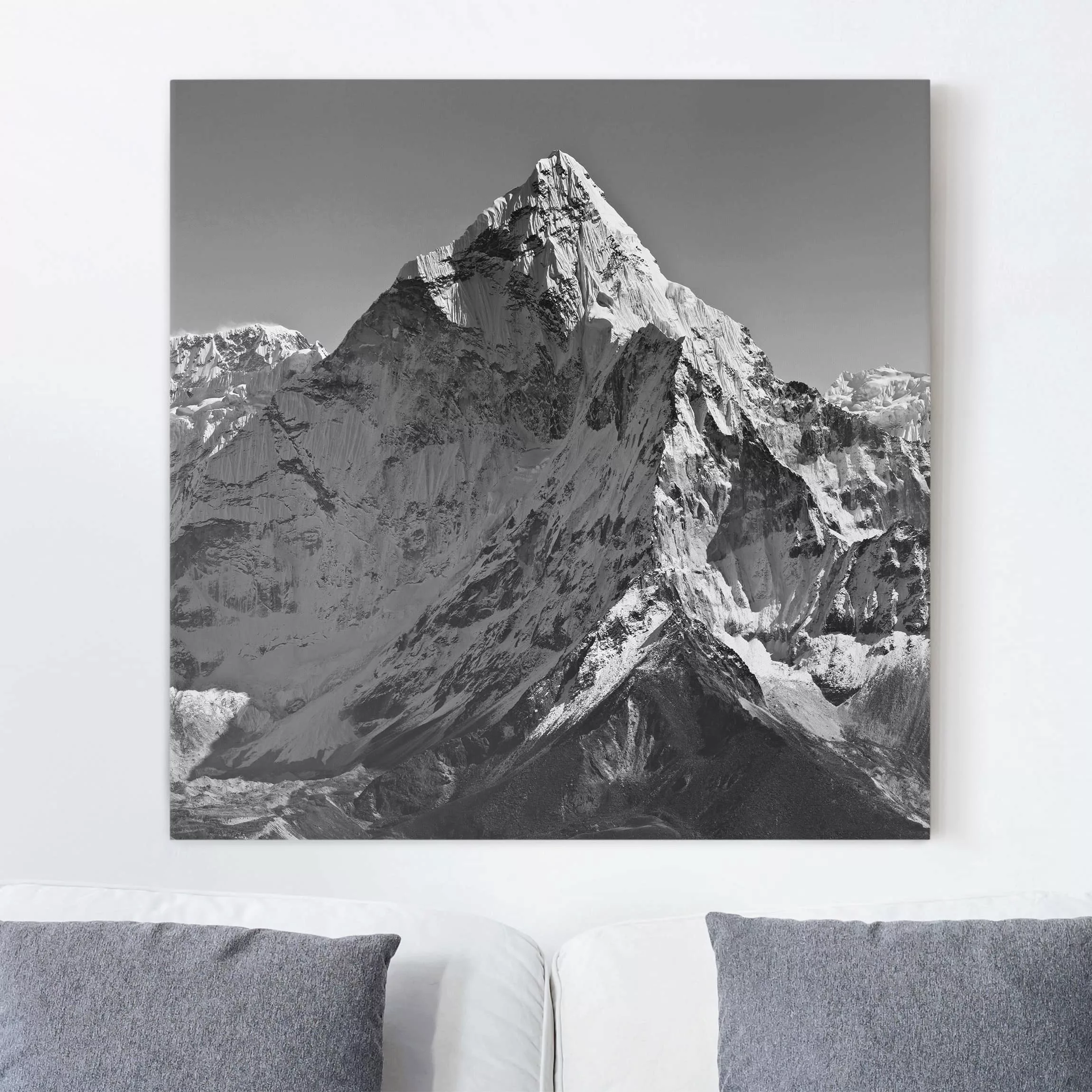 Leinwandbild Schwarz-Weiß - Quadrat Der Himalaya II günstig online kaufen